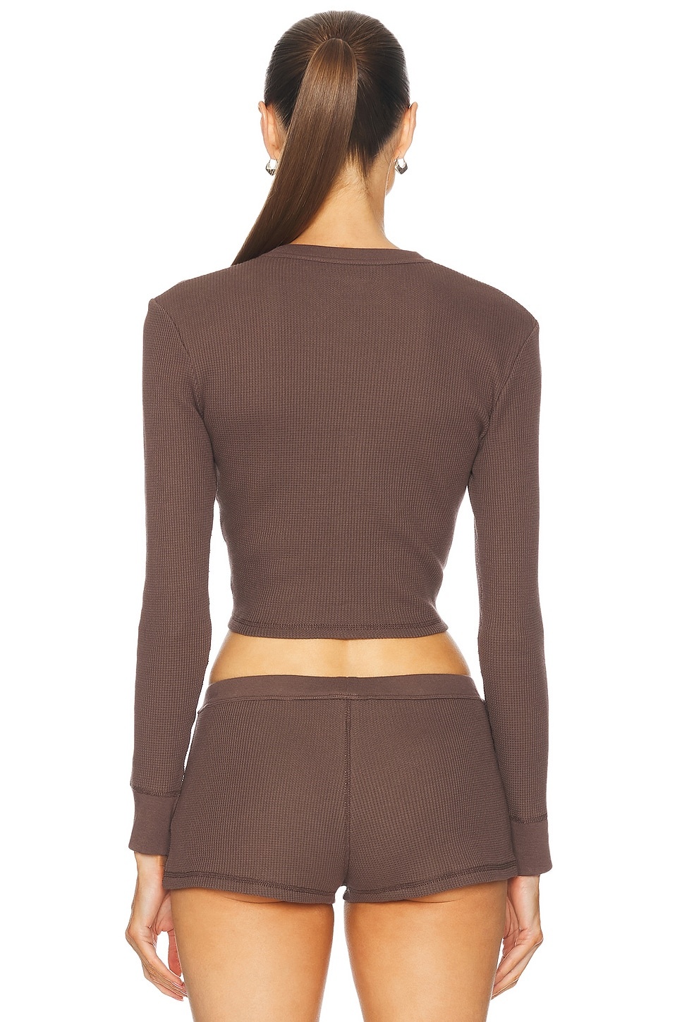 Long Sleeve Waffle Cardigan - 4