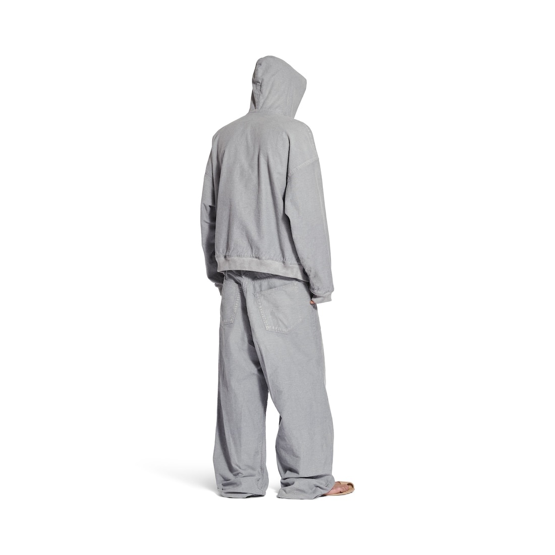 Men's Trompe L'œil Hoodie in Heather Grey - 4