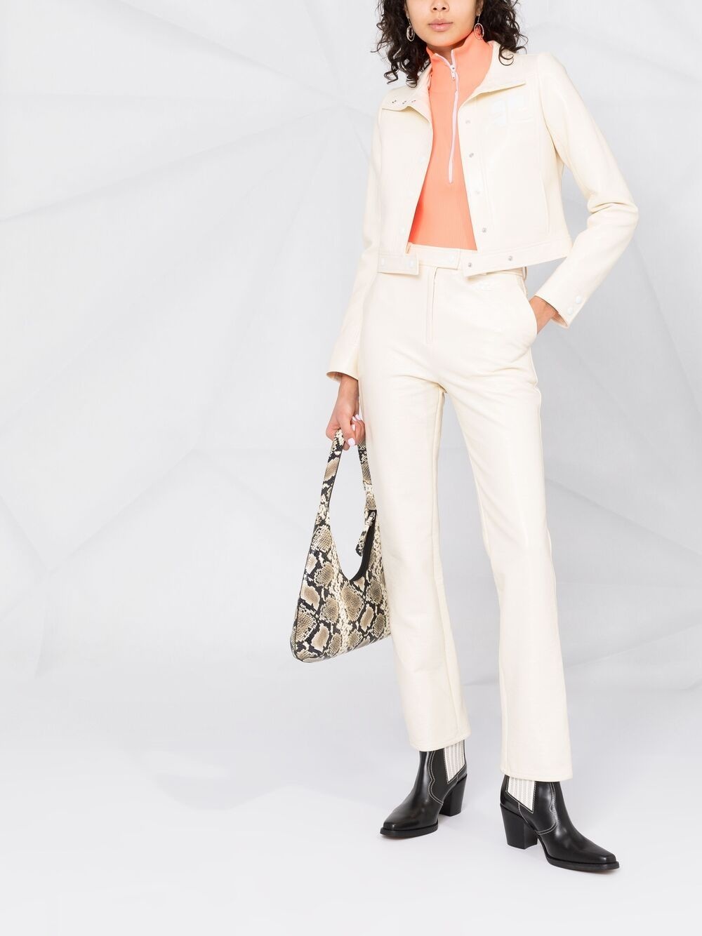 slim-cut vinyl trousers - 2