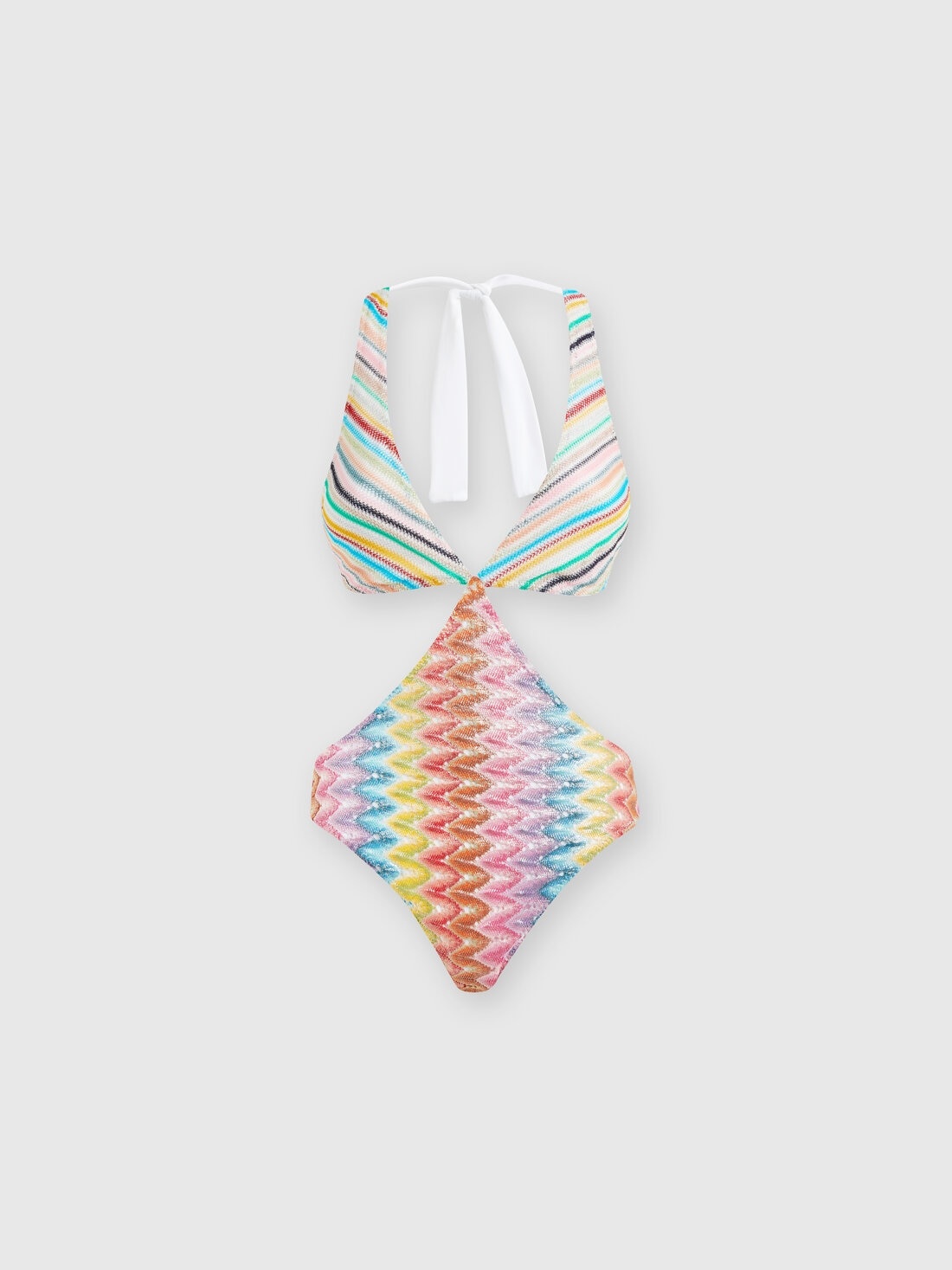 Patchwork one-piece swimsuit with cut-out details - 1
