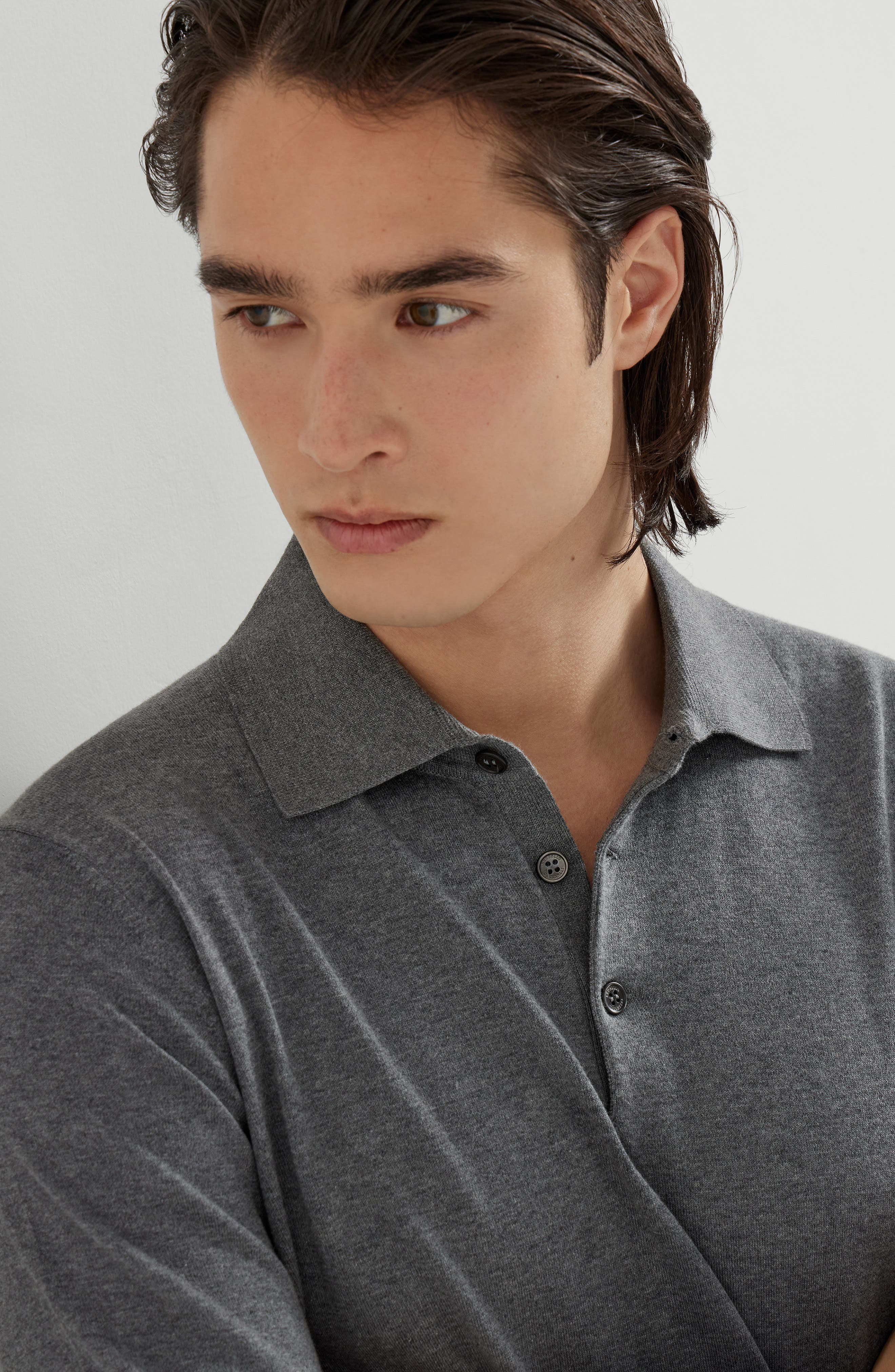 Brunello Cucinelli Polo-style sweater in Dark Grey at Nordstrom - 4
