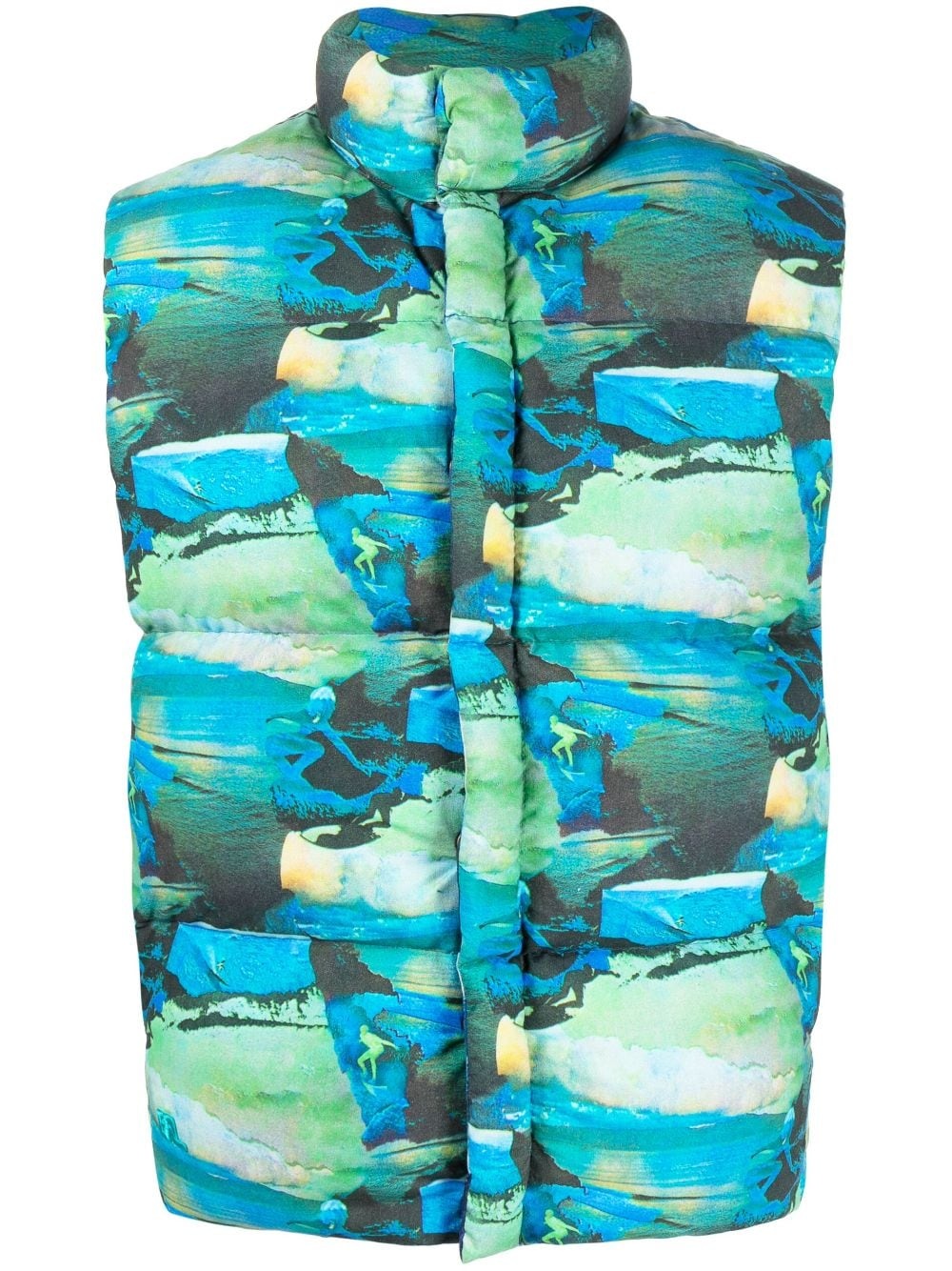 printed quilted puffer gilet - 1