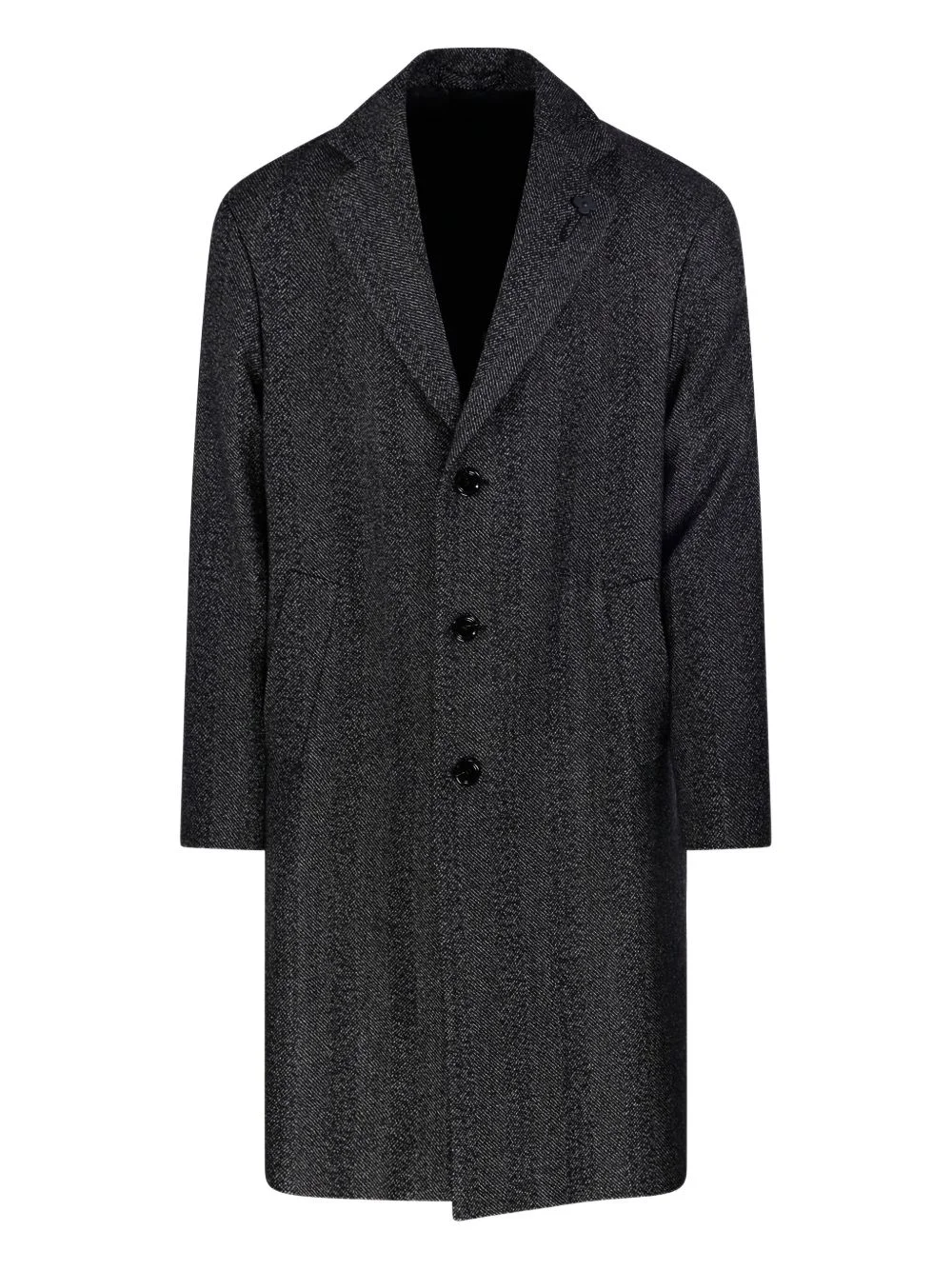 button-fastening herringbone coat - 1