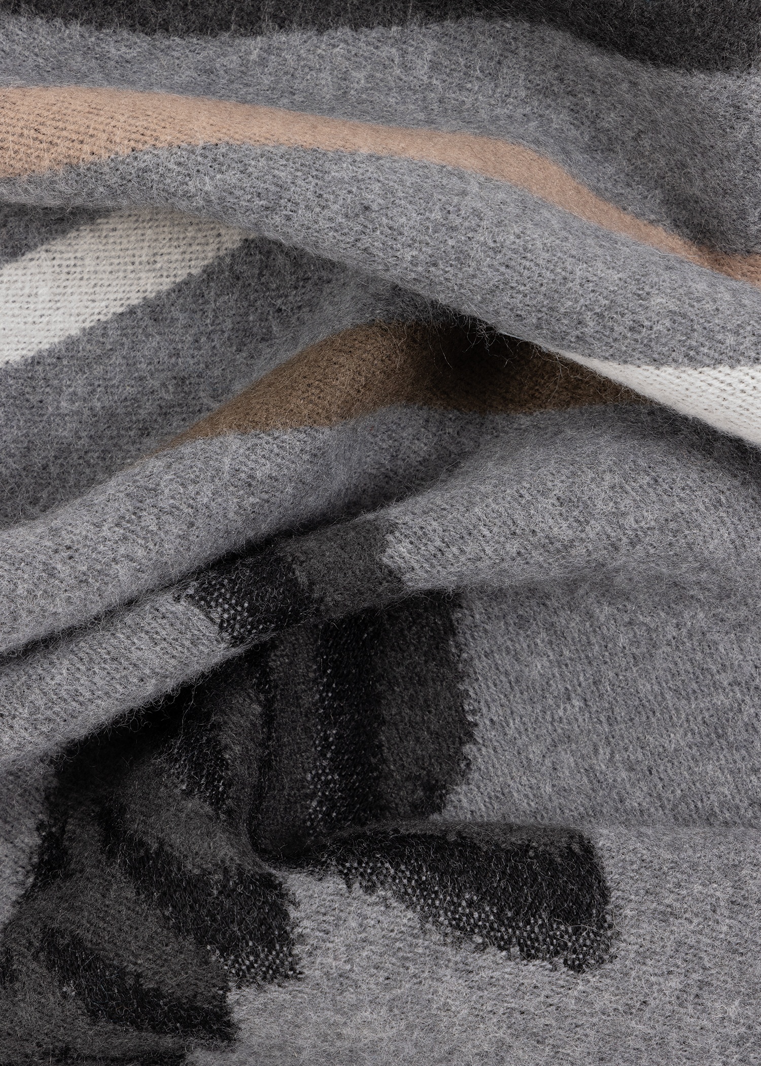 Grey Wool-Blend Logo Jacquard Scarf - 3