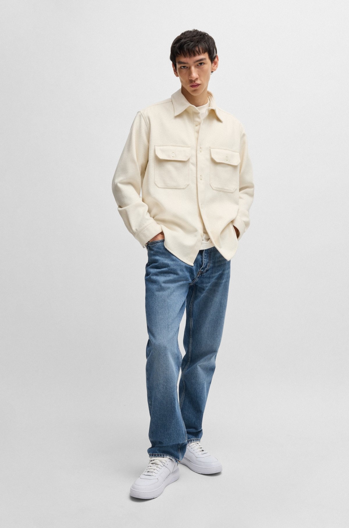 OVERSIZE-FIT SHIRT IN BRUSHED FLANNEL - 4