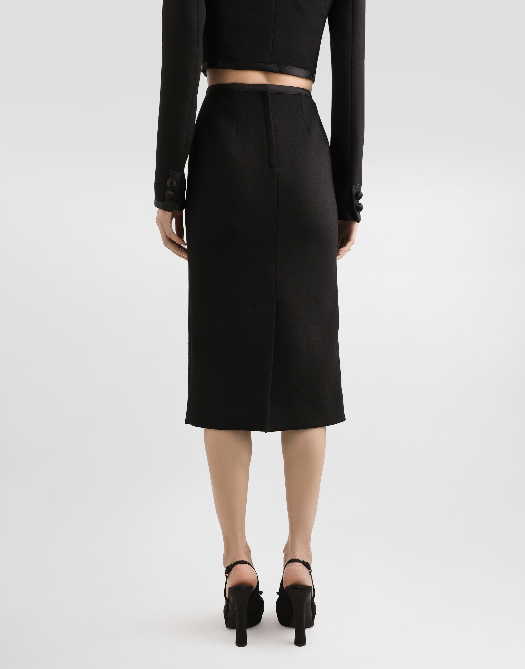 Wool crepe calf-length pencil dress - 5