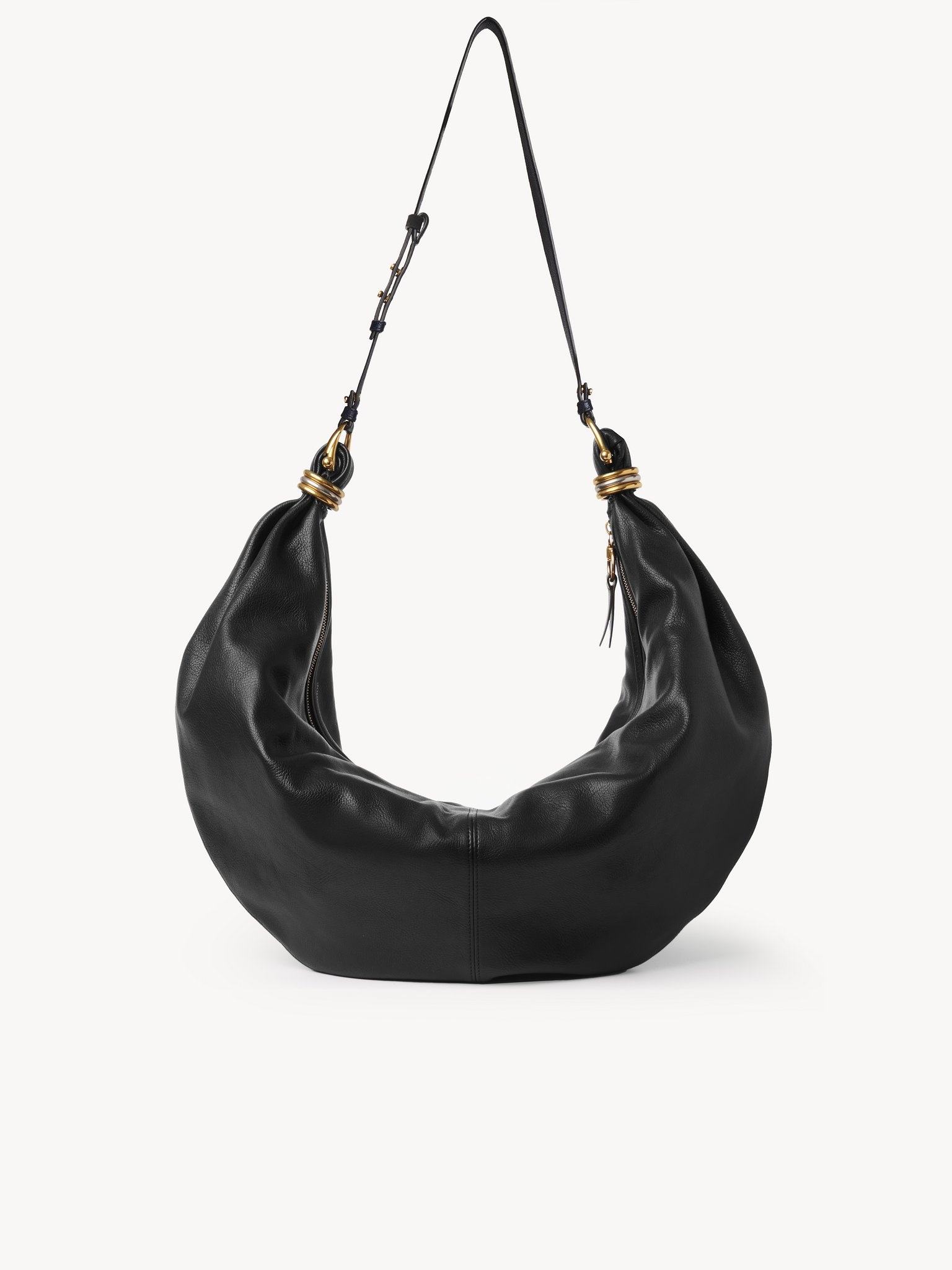 LARGE BRACELET HOBO BAG IN GRAINED LEATHER - 4