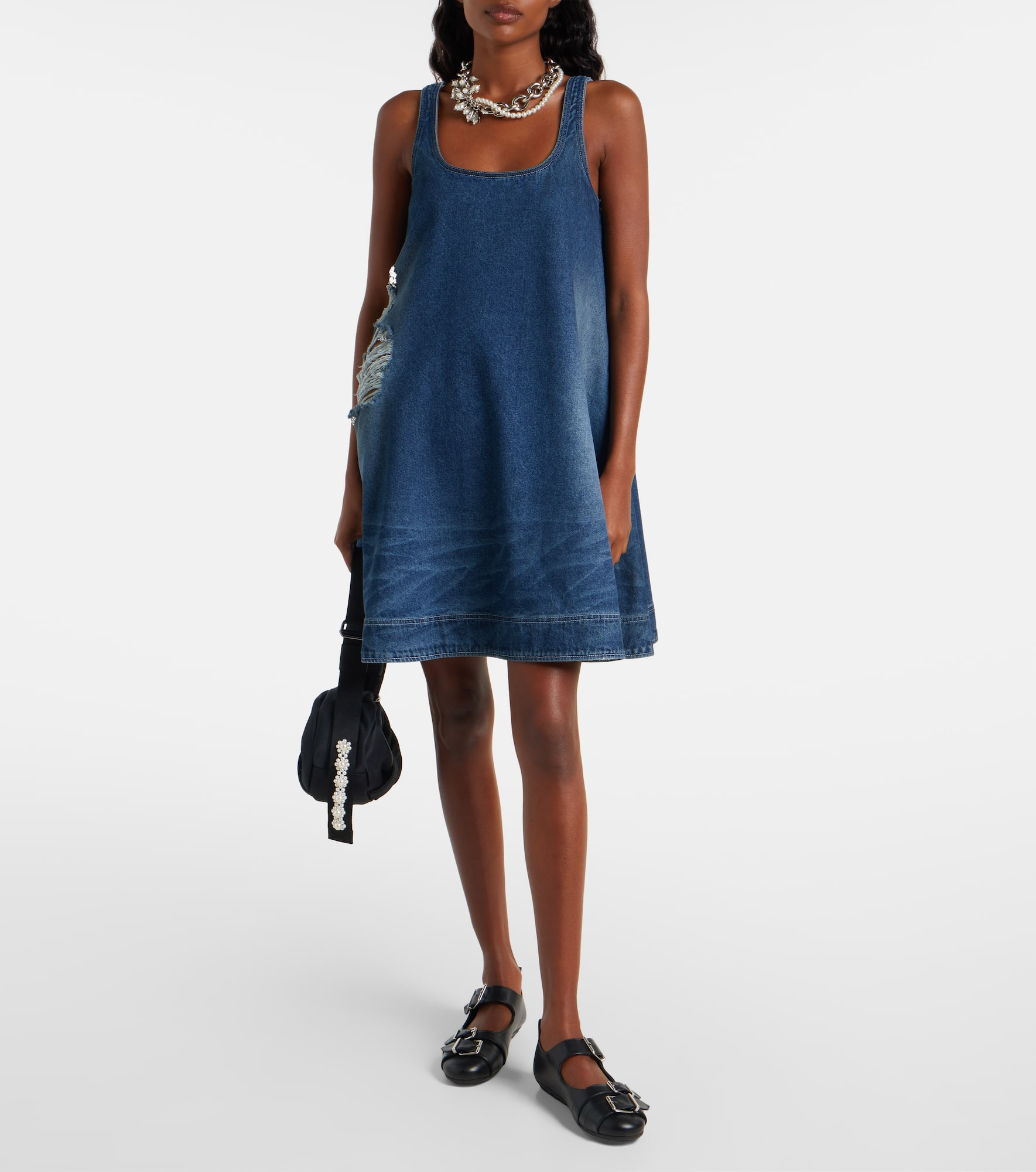 Distressed denim minidress - 2