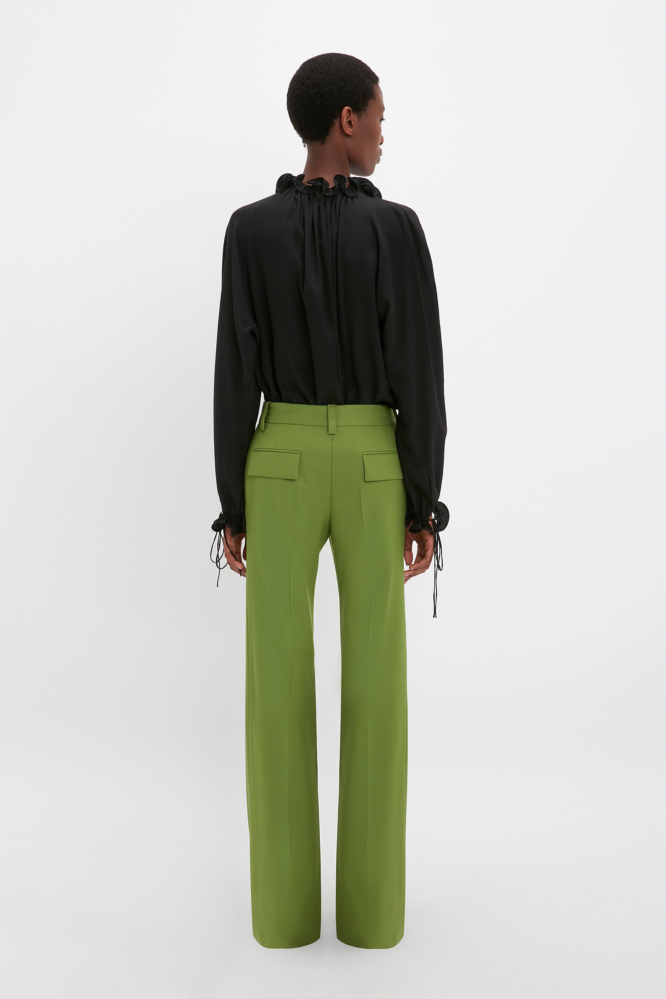 Tailored Straight Leg Trouser In Serpent Green - 5