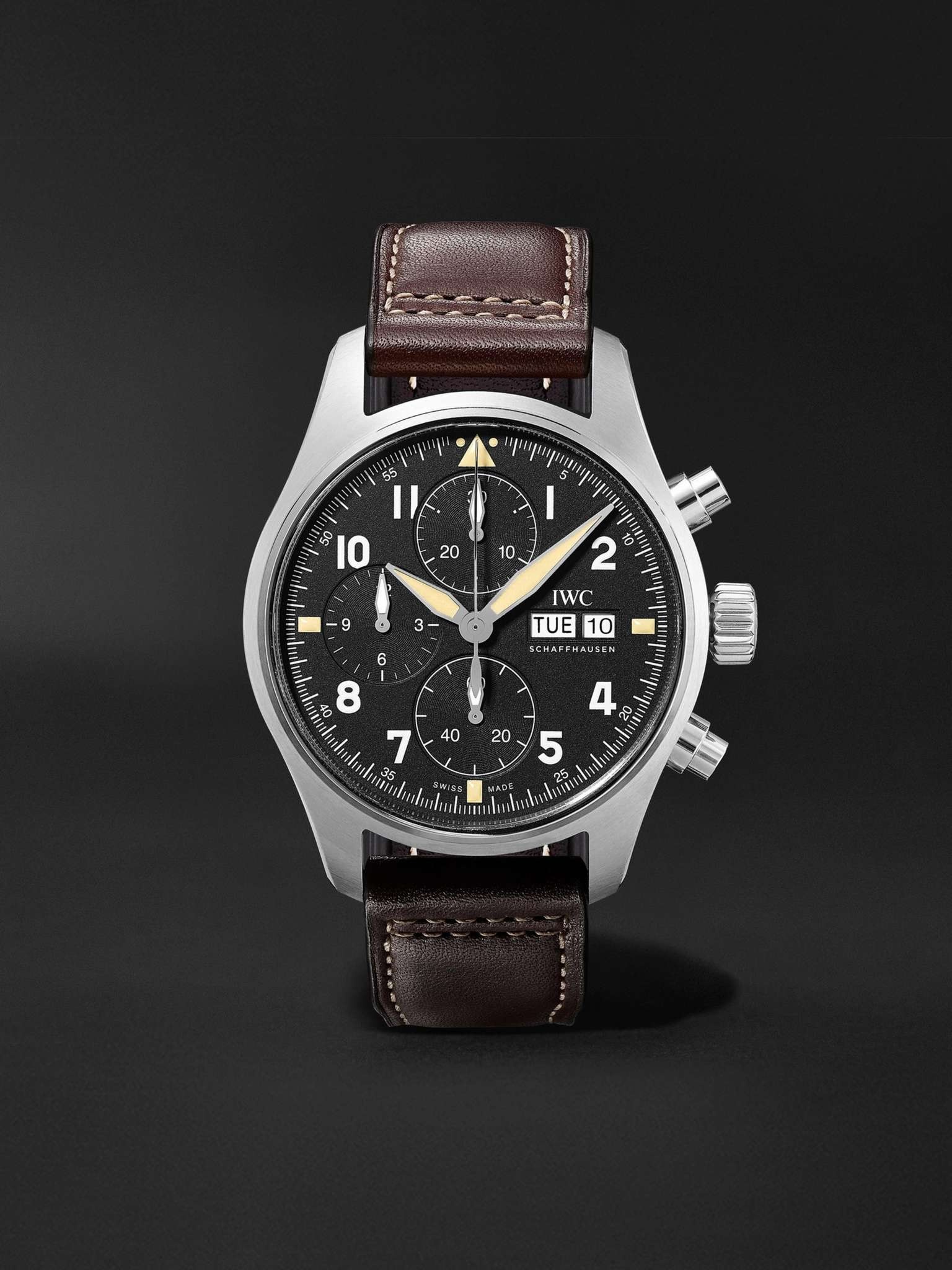 Pilot's Spitfire Automatic Chronograph 41mm Stainless Steel and Leather Watch, Ref. No. IW387903 - 1