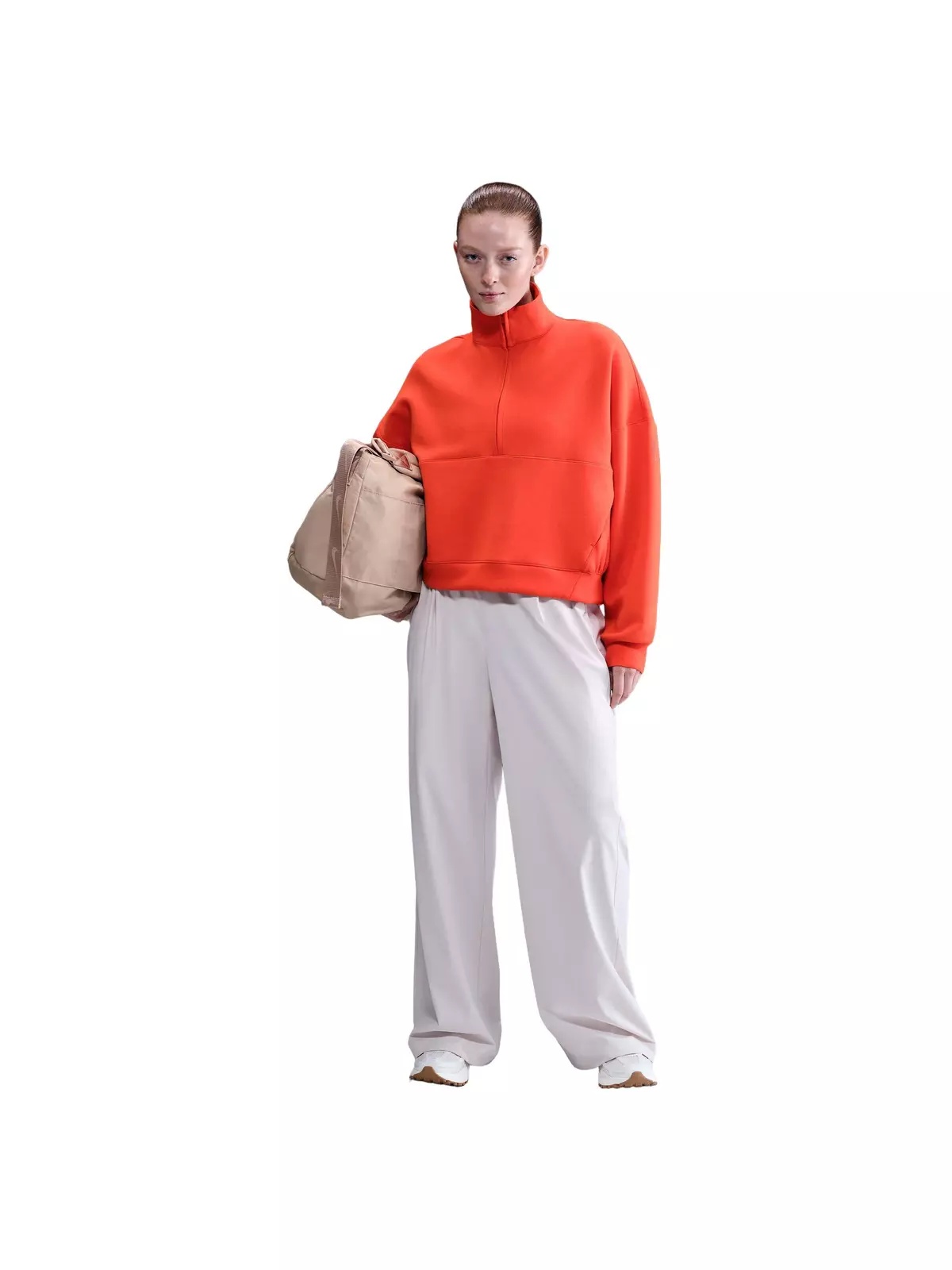 Women's 24.7 ImpossiblySoft Dri-FIT Oversized 1/2-Zip Top -Red - 4
