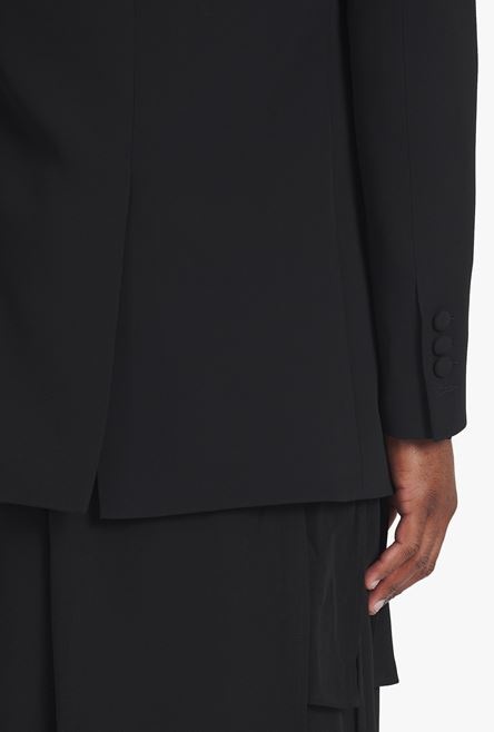 Black eco-designed blazer with gold-tone studded embroidery - 6