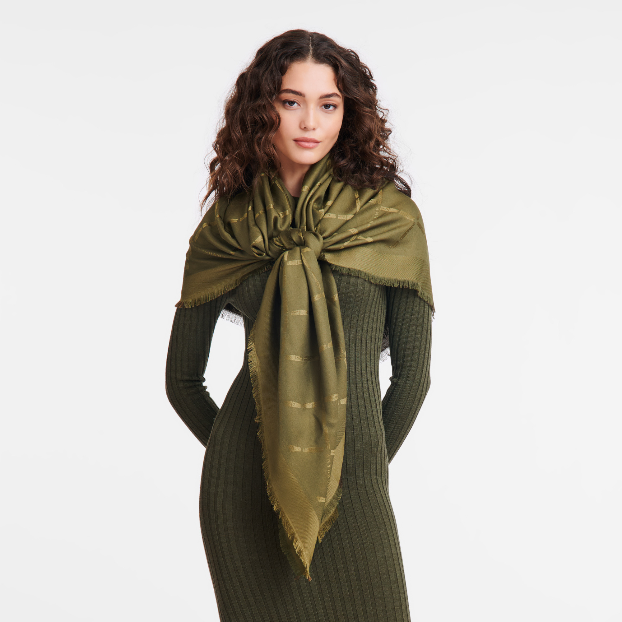 Le Roseau Shawl Khaki - Silk Blend - 2