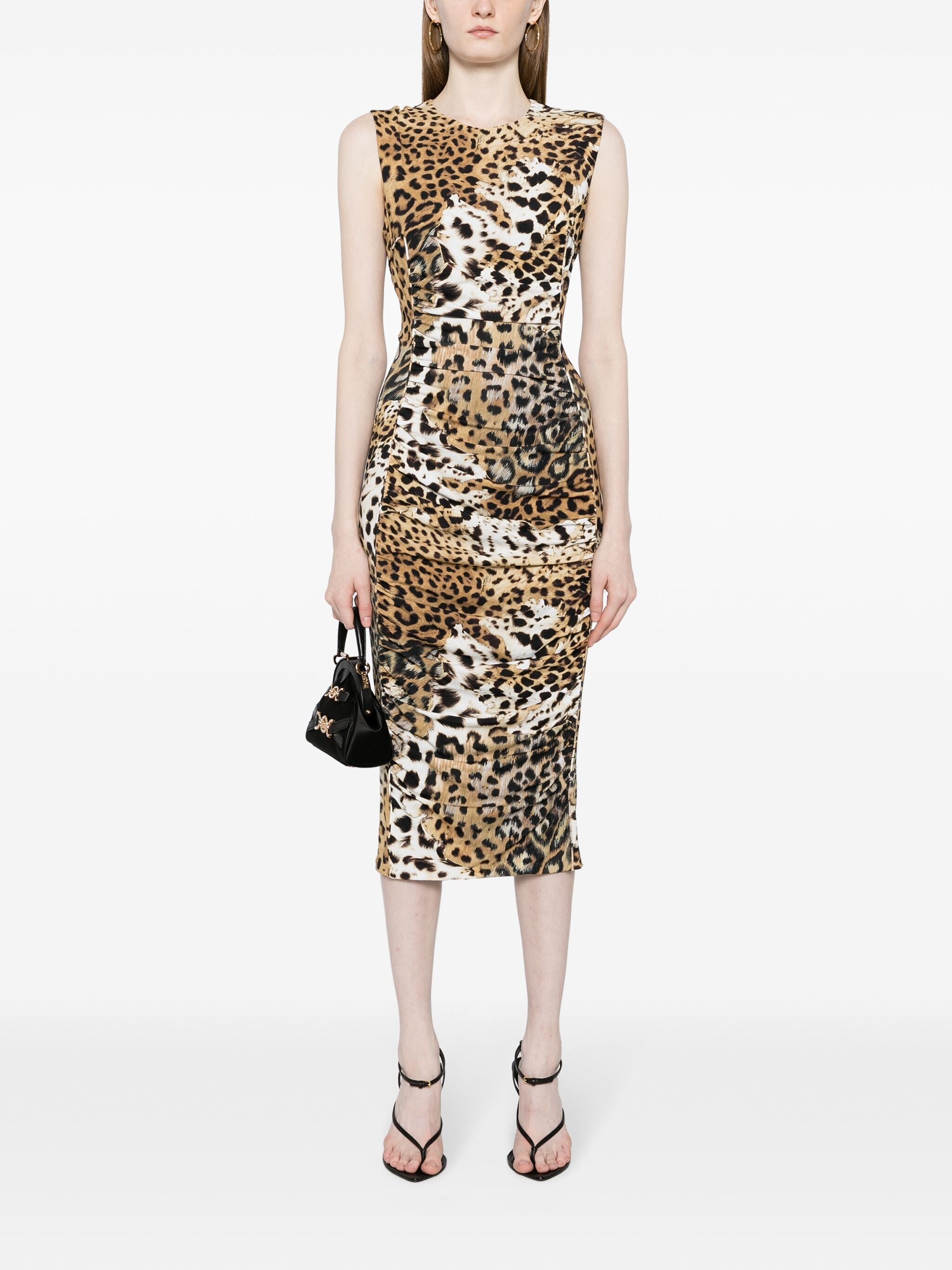 Jaguar-print Gathered Midi Dress - 2