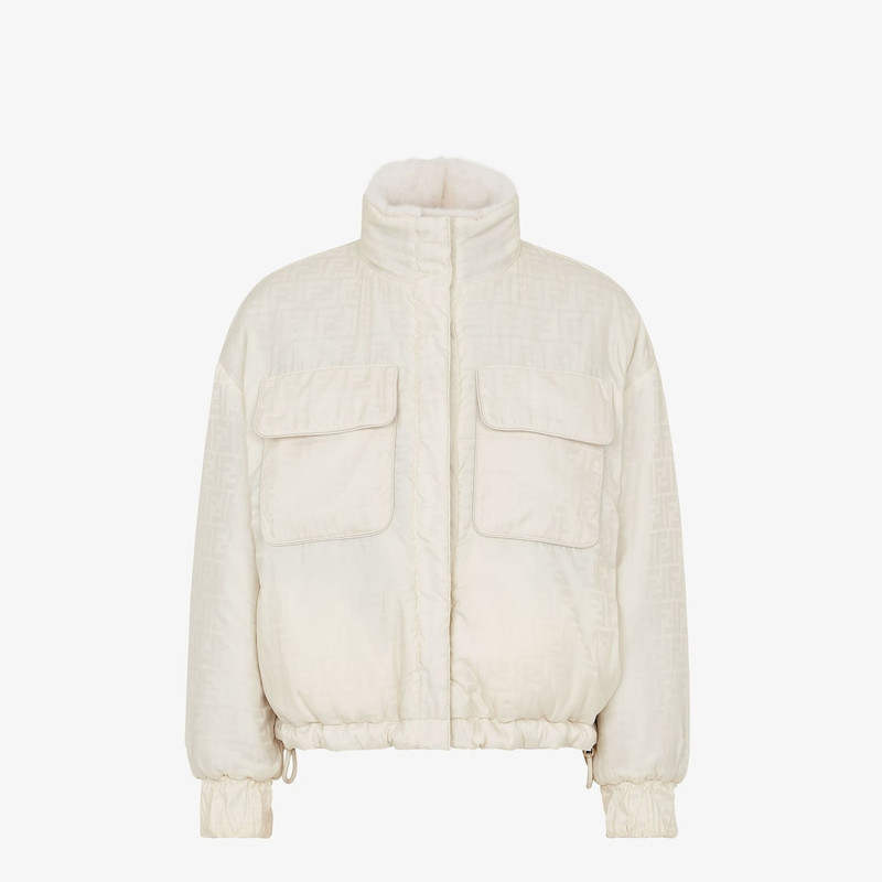 FENDI Reversible cropped jacket with high collar and drawstring hem. One side has zipper pockets, the othe outlook