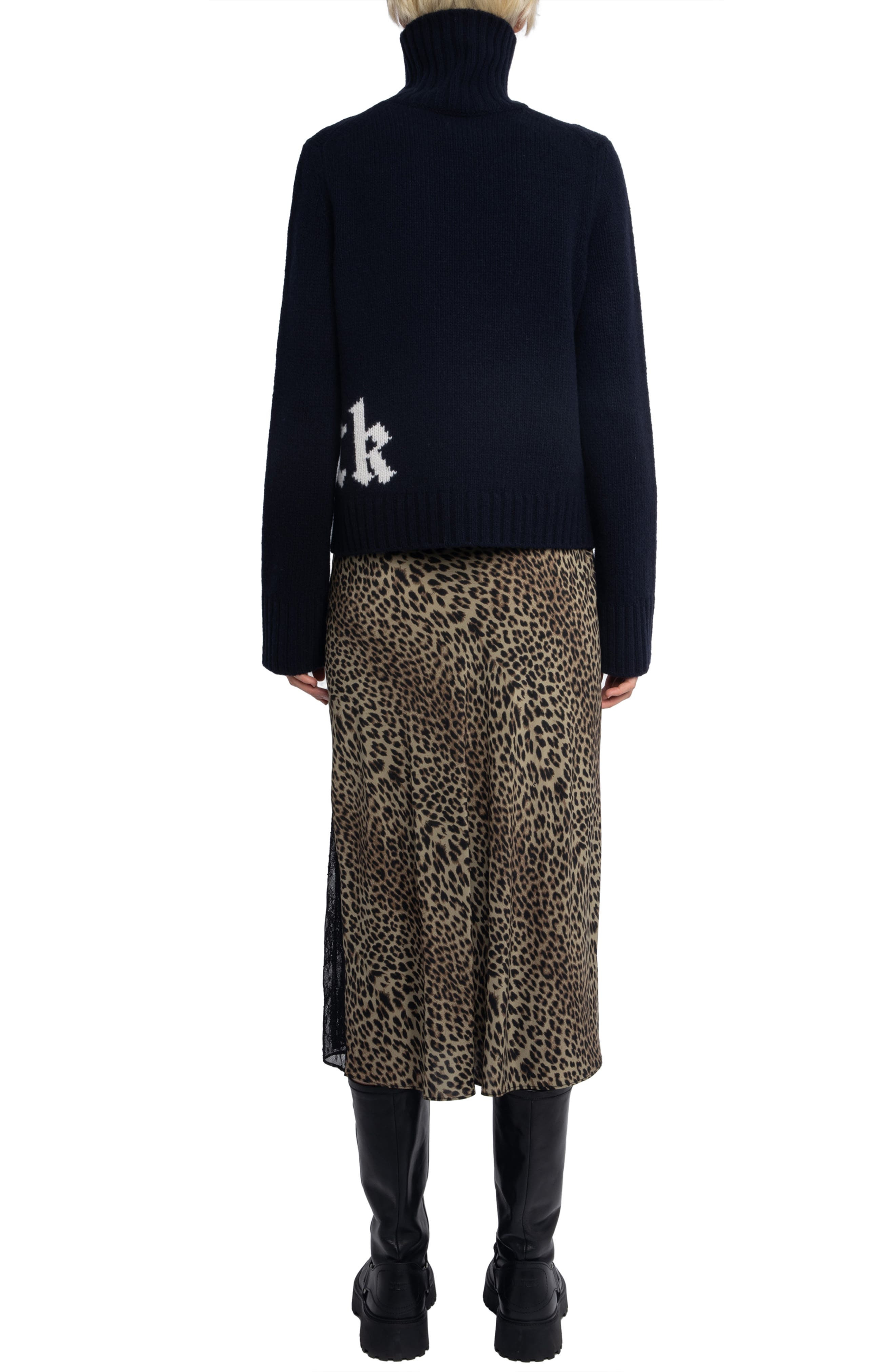 Zadig & Voltaire Jayla Leopard Print Midi Skirt in Leaves at Nordstrom - 7
