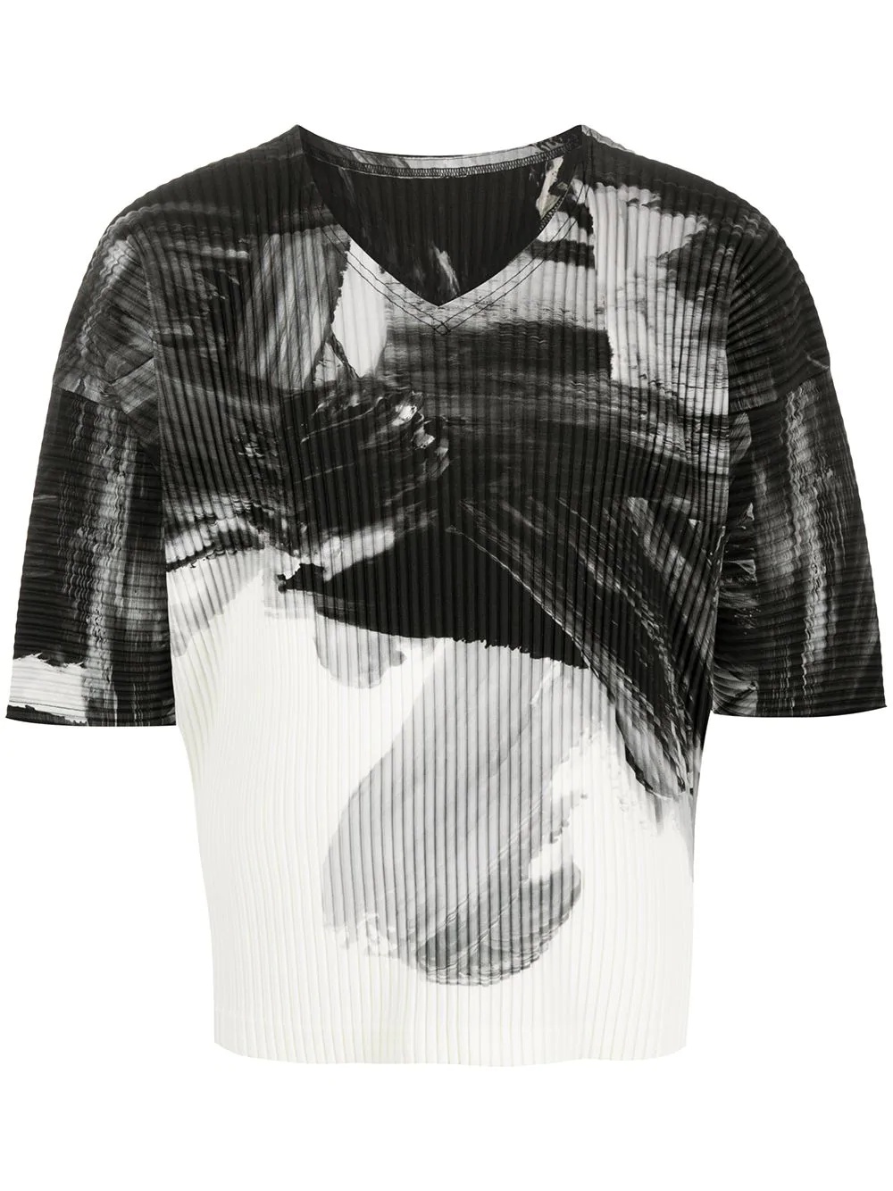 abstract-print ribbed T-shirt - 1