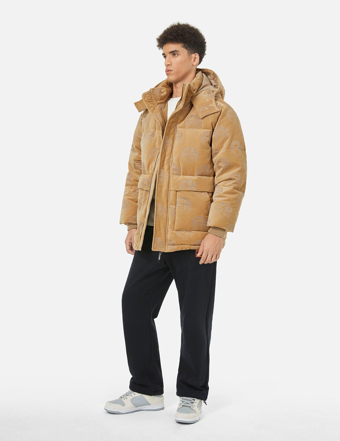 Allover EK Logo Velvet Relax Fit Down Jacket - 4