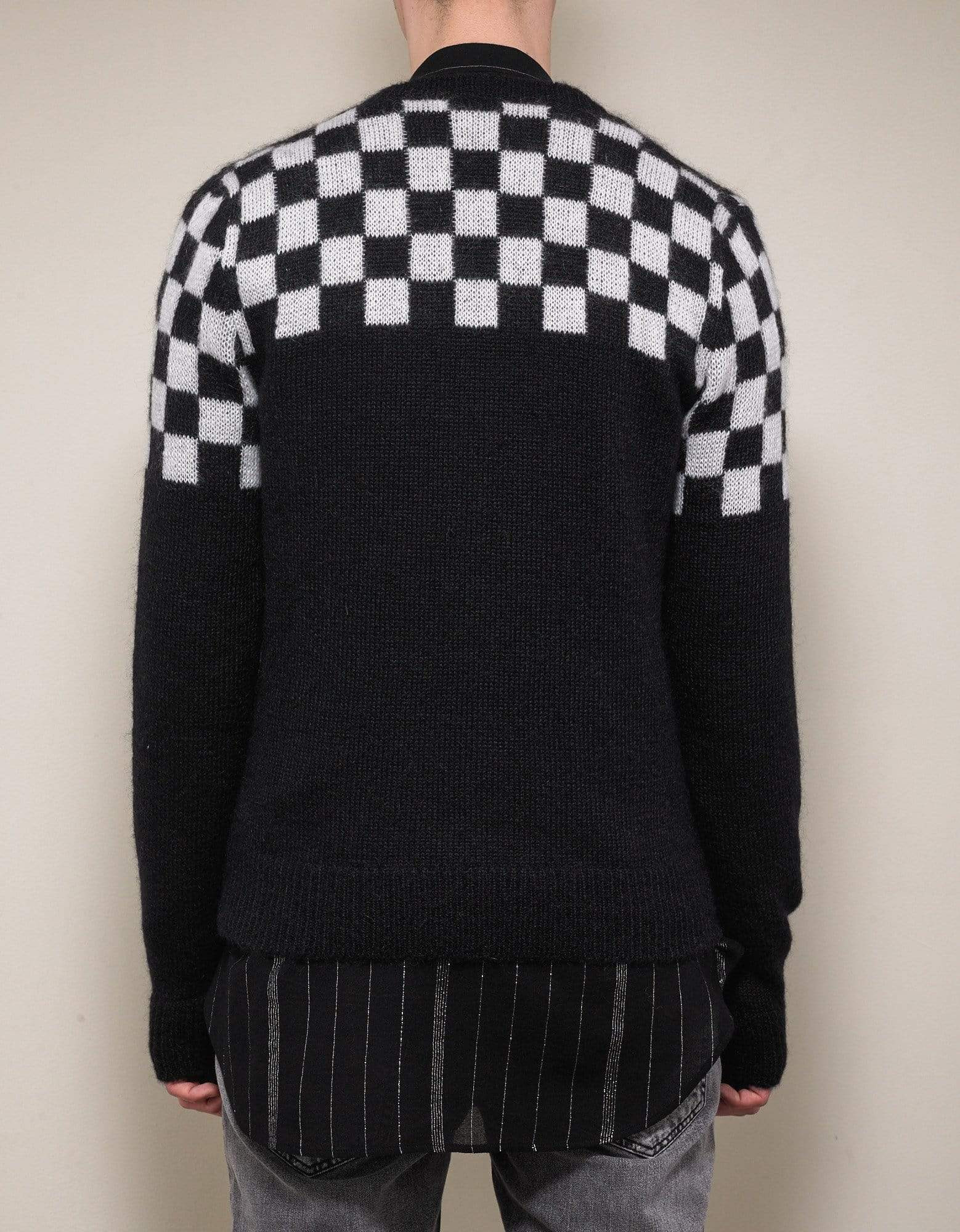Saint Laurent Black & White Check Mohair Blend Cardigan - 4