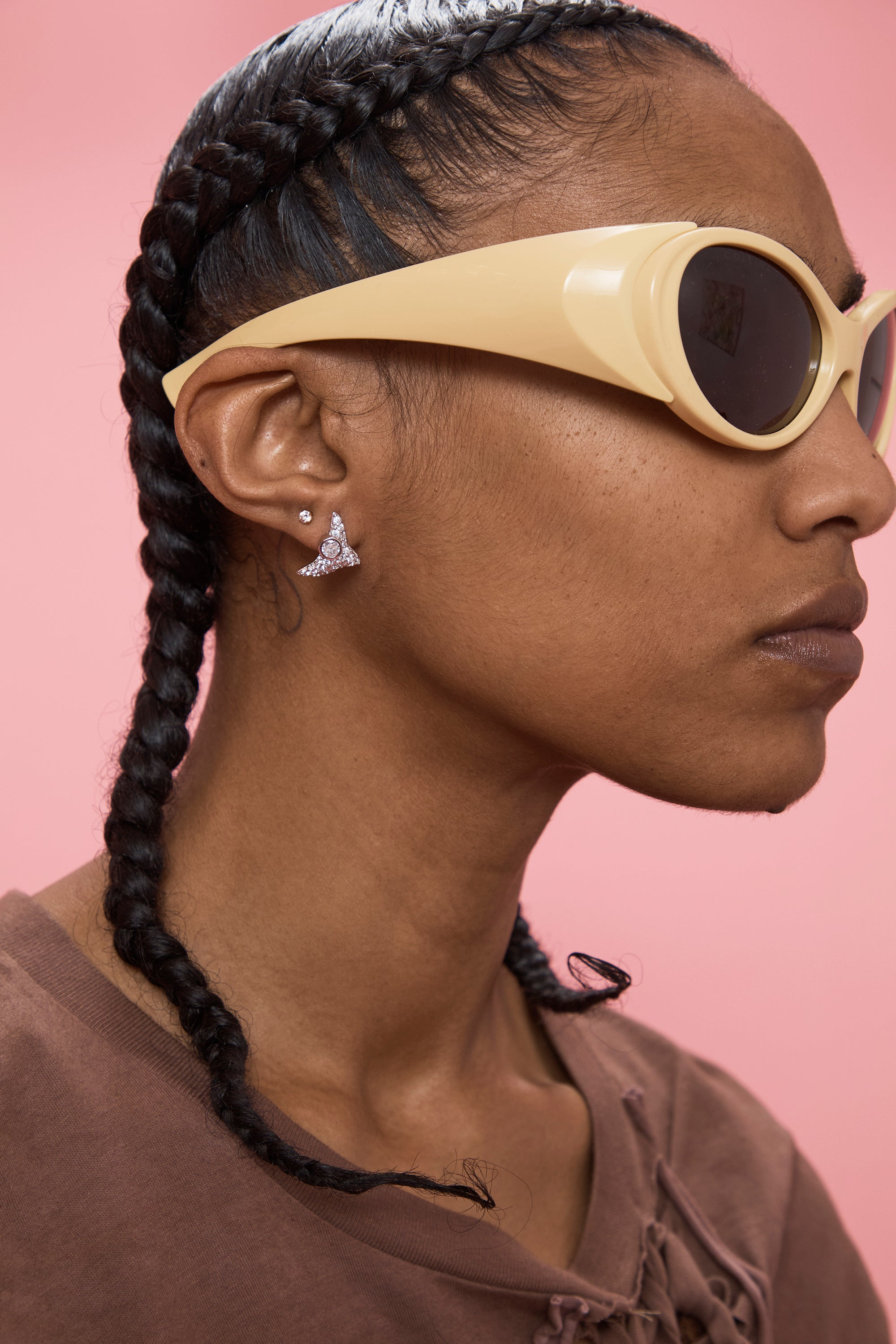 CRYSTAL CLEAR TRIGON STUDS - 2