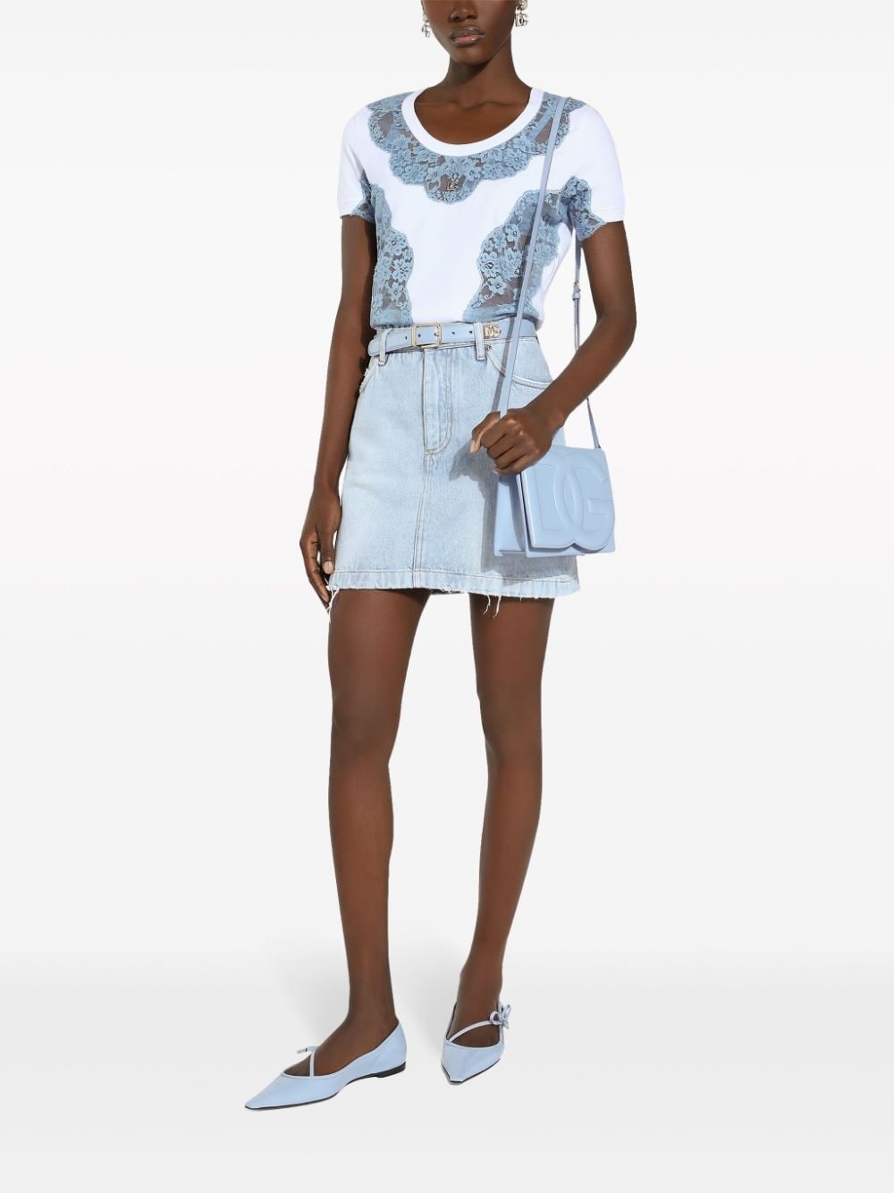 logo-plaque denim skirt - 3