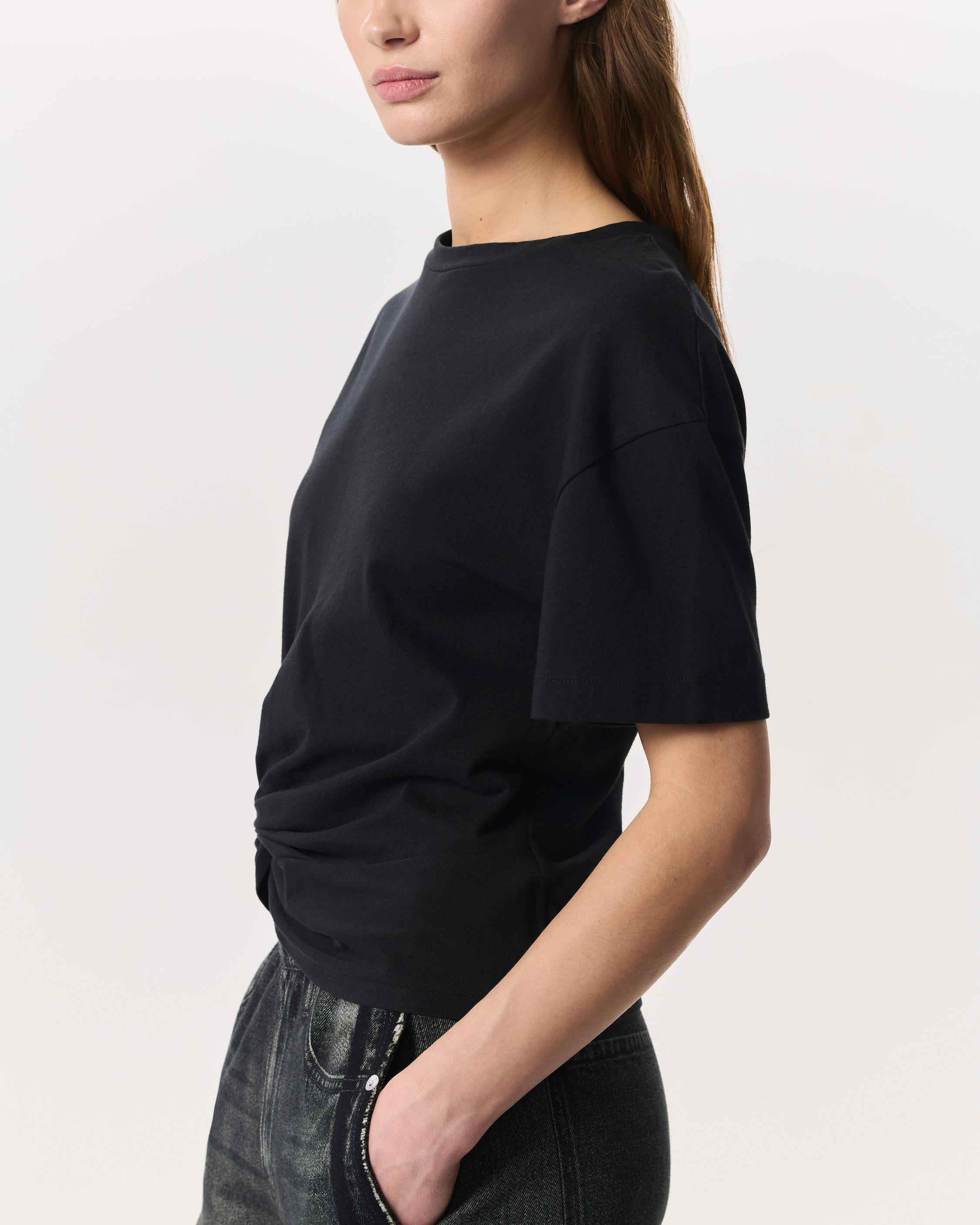 Mica Twist-Detail Draped Cotton T-Shirt - 6
