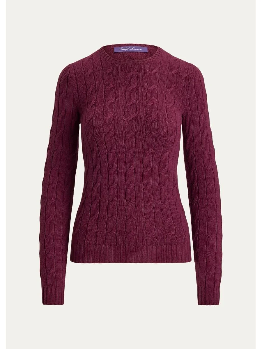 Cable-Knit Cashmere Crewneck Sweater - 1