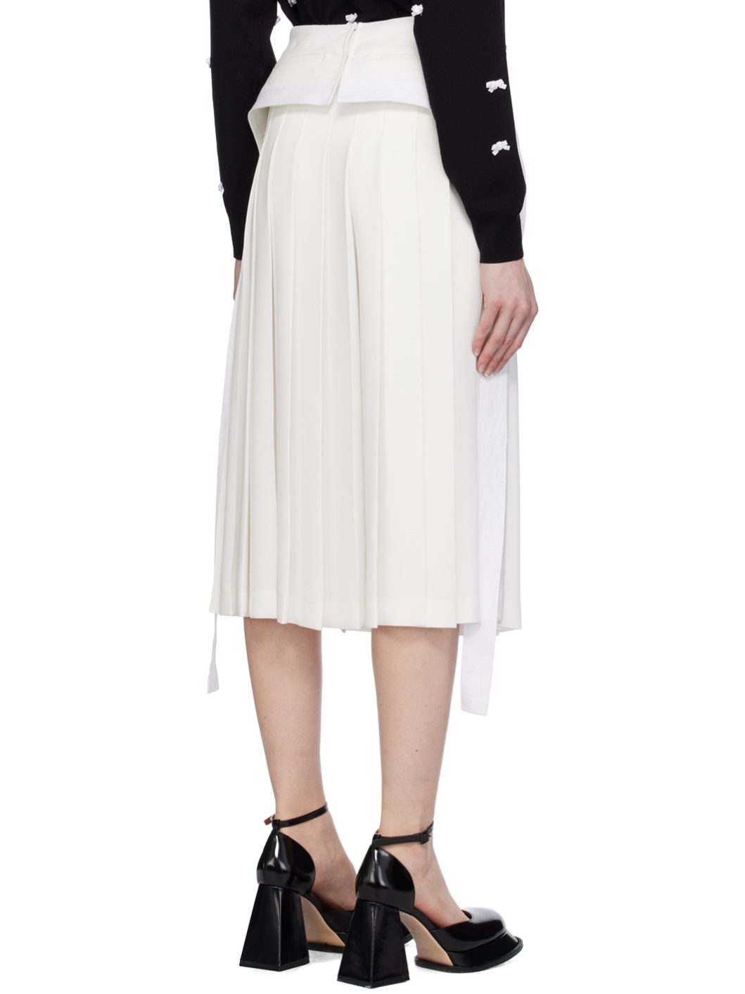 White Pleated Midi Skirt - 3