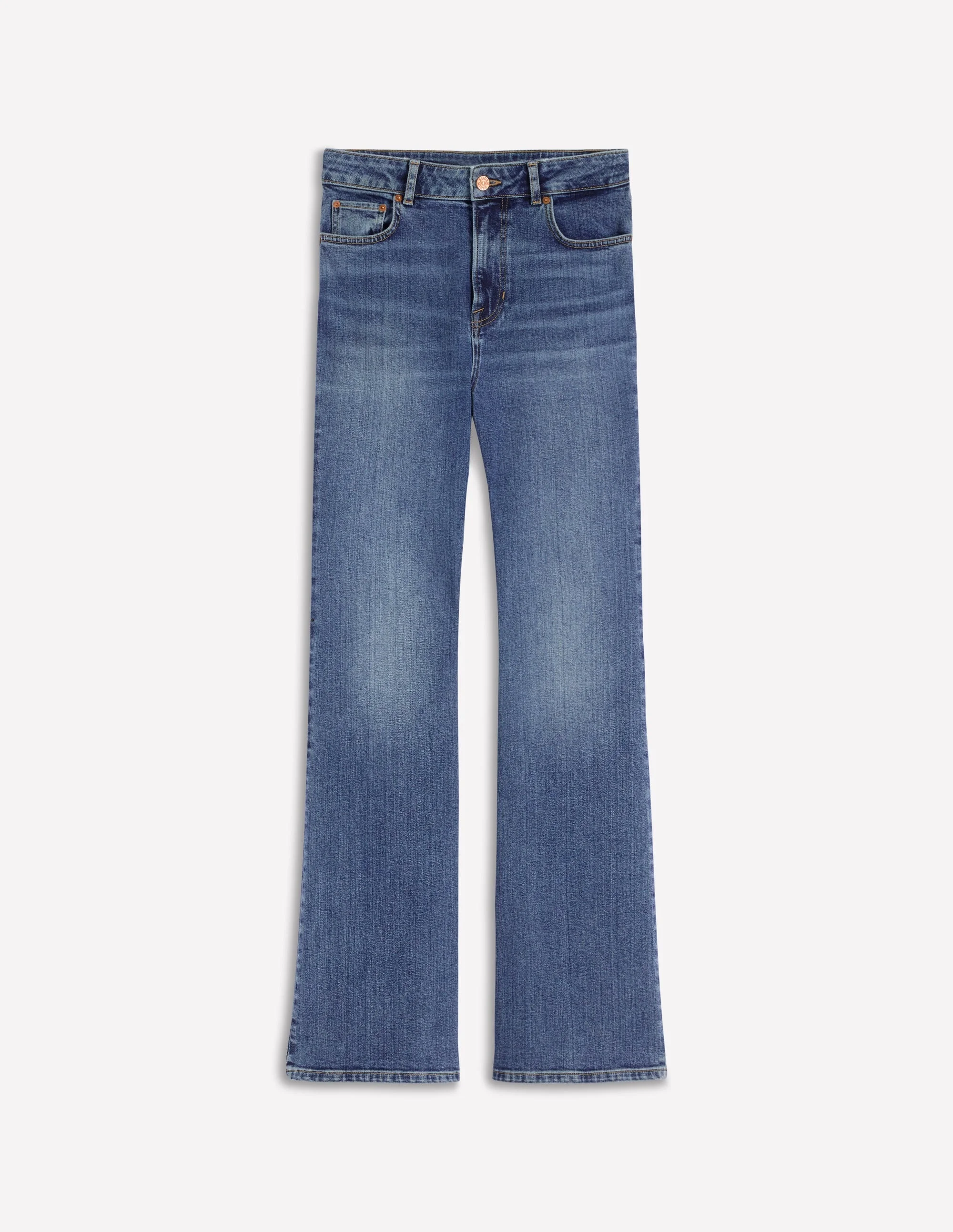 High Rise Fitted Flare Jeans-Mid Vintage - 1