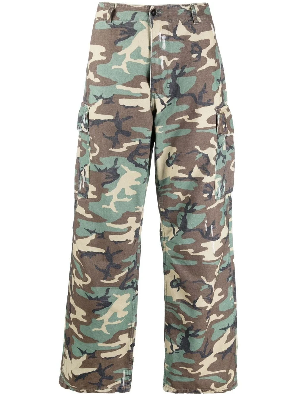camouflage straight-leg cargo trousers - 1