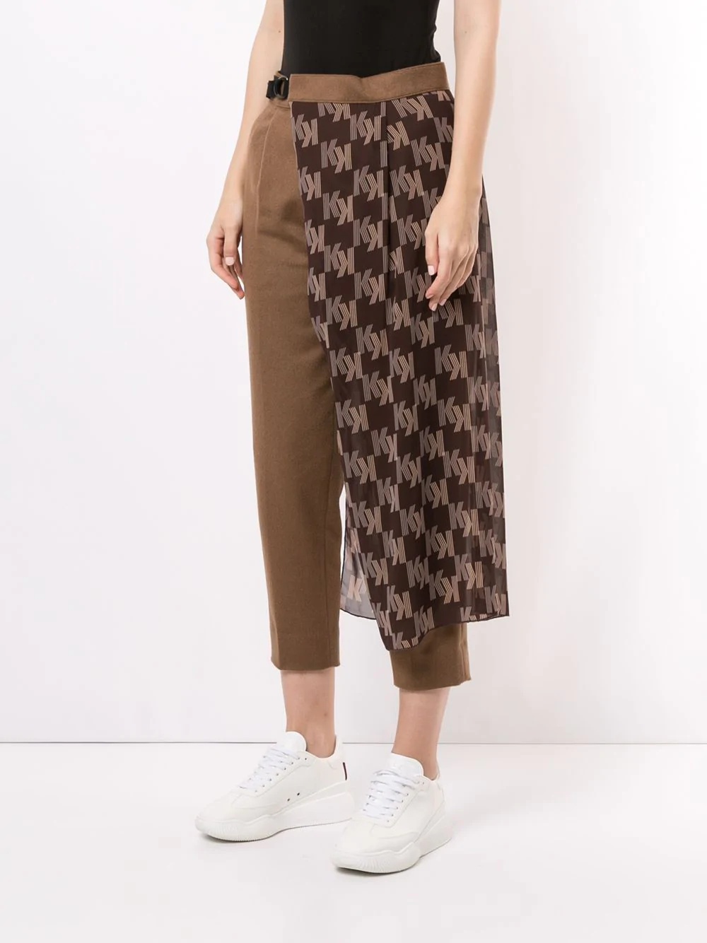 logo-print panel cropped trousers - 3