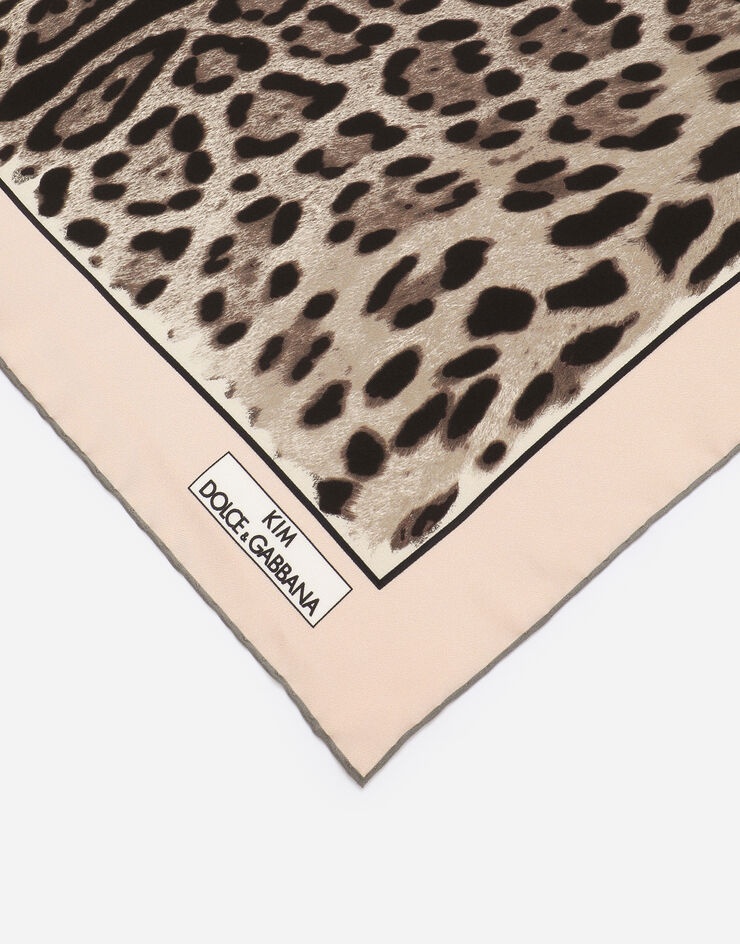 Leopard-print twill scarf (70 x 70) - 2