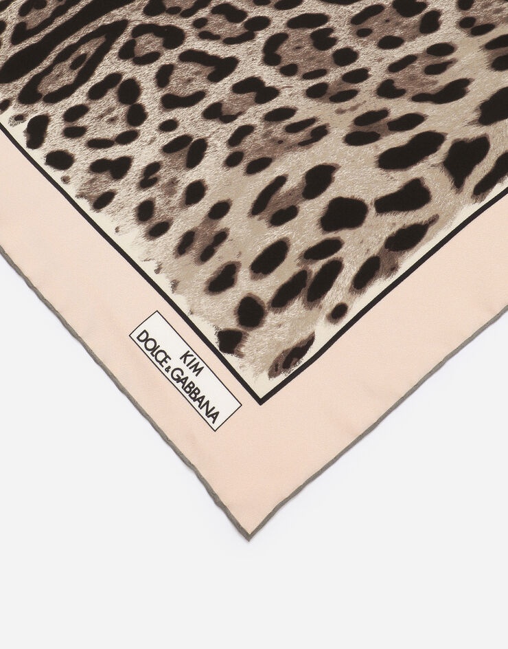 Leopard-print twill scarf (70 x 70) - 3