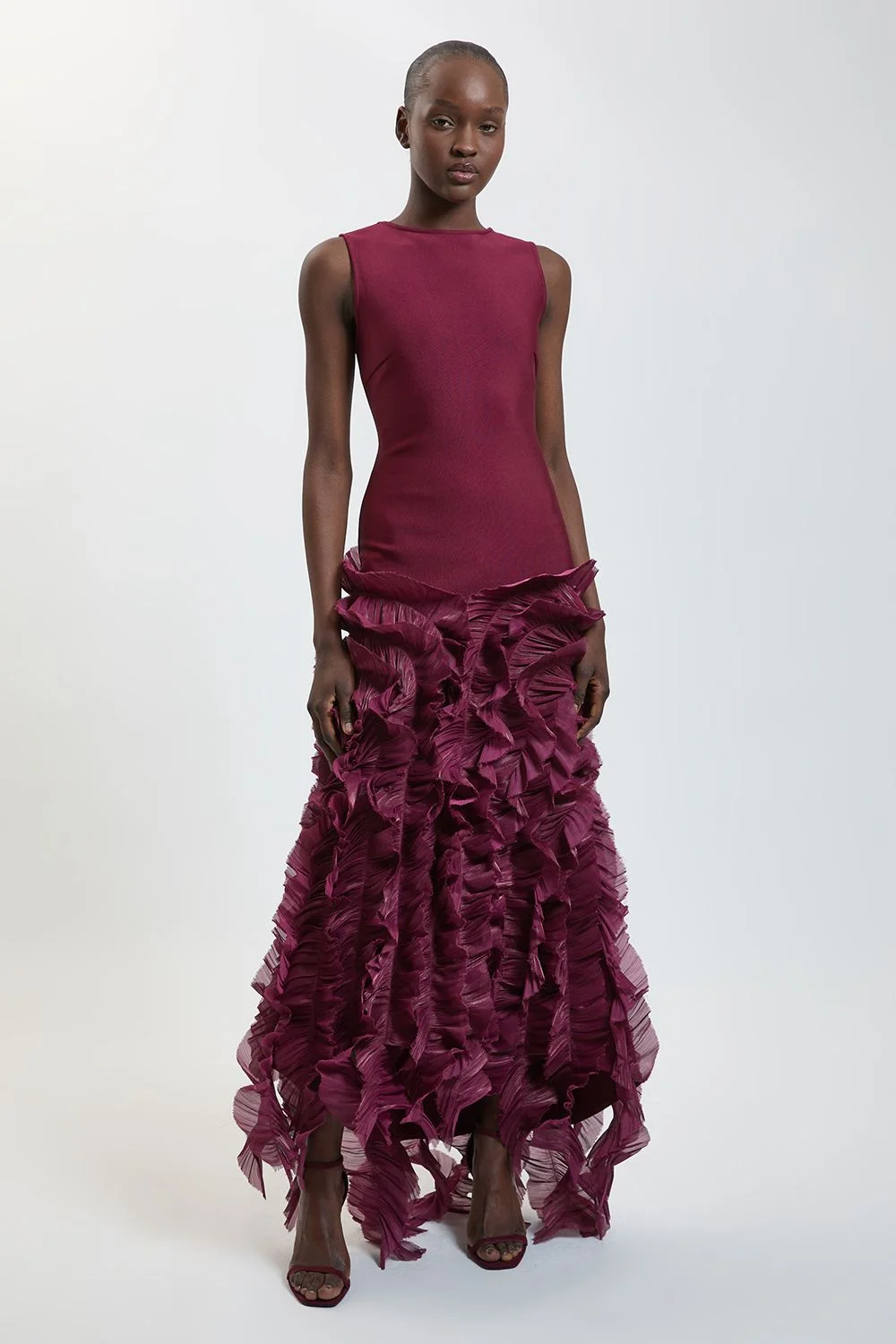 Texture Figure Form Bandage Knit Gown - 1