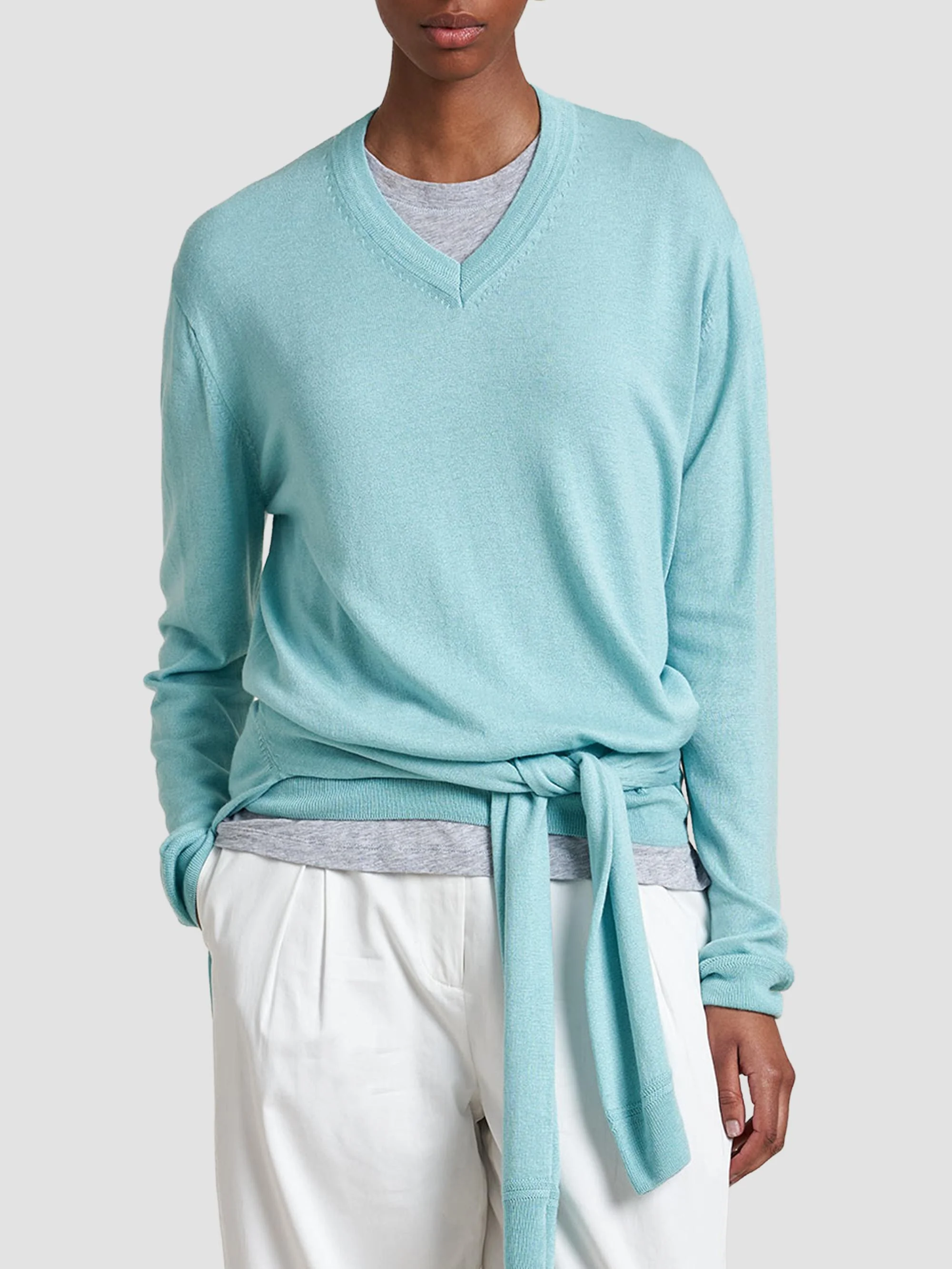 Women's Ben V-Neck Sweater - Aqua - 1