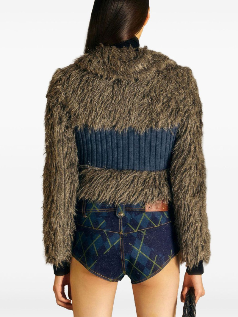 Olga belted panelled shearling cardigan 4