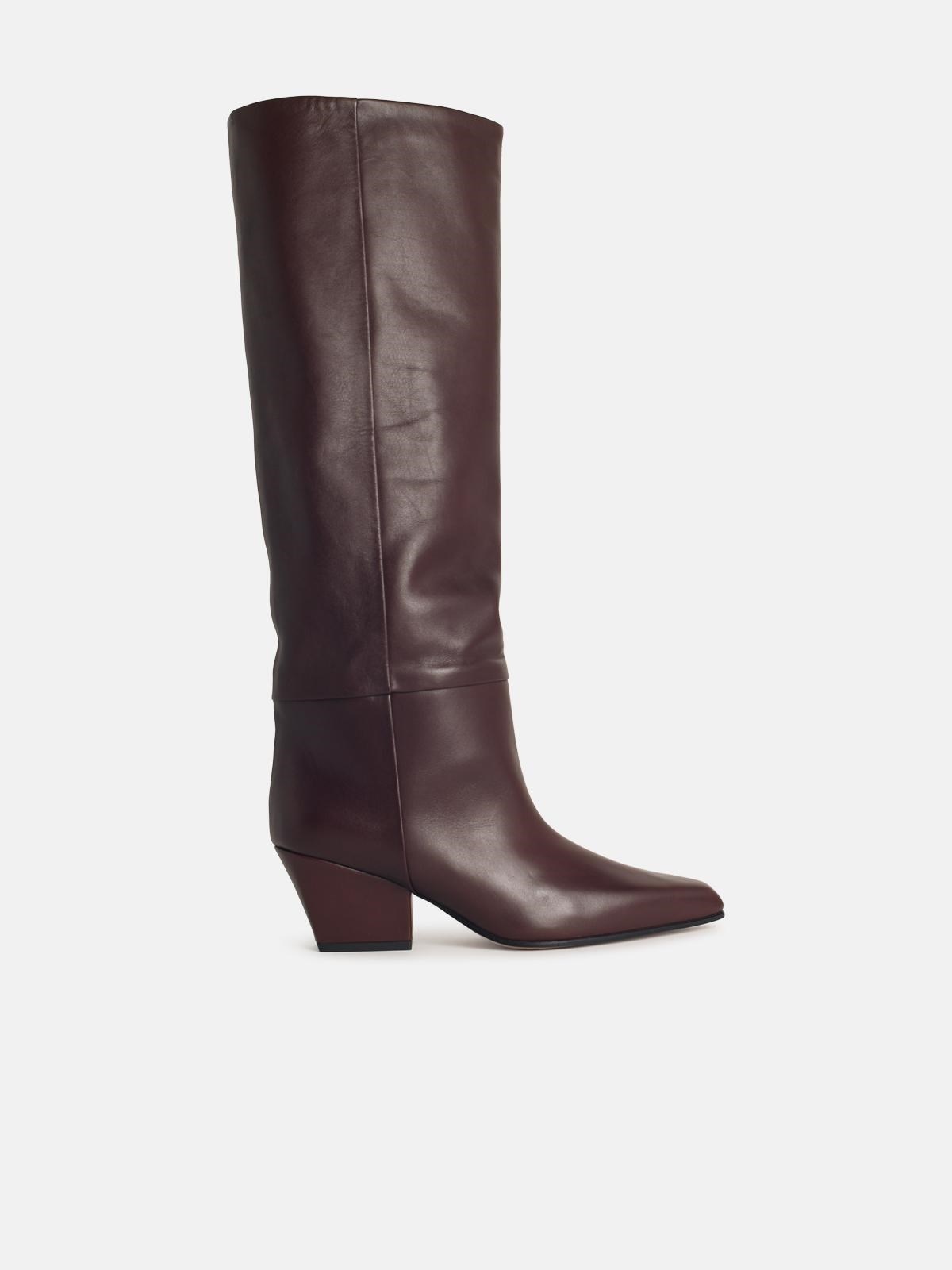 'JANE' MOCHA LEATHER BOOTS - 1