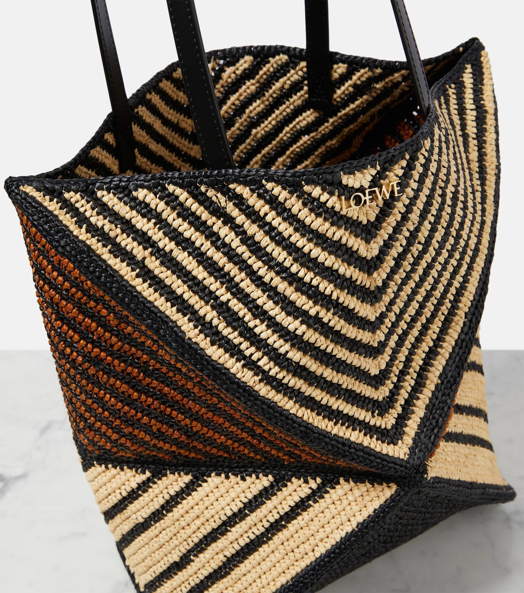 Paula's Ibiza Puzzle Fold Medium raffia tote bag - 6