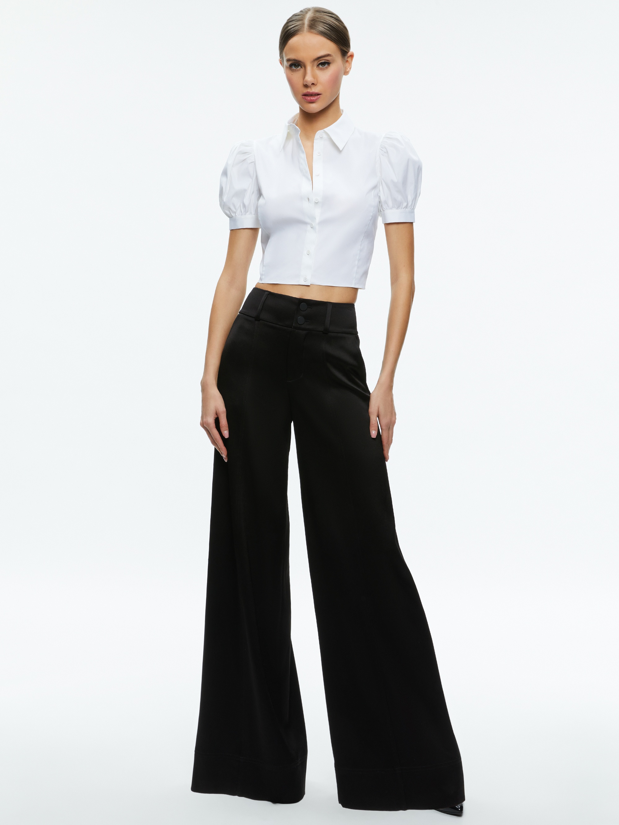 WILLA CROPPED PUFF SLEEVE BUTTON DOWN - 6