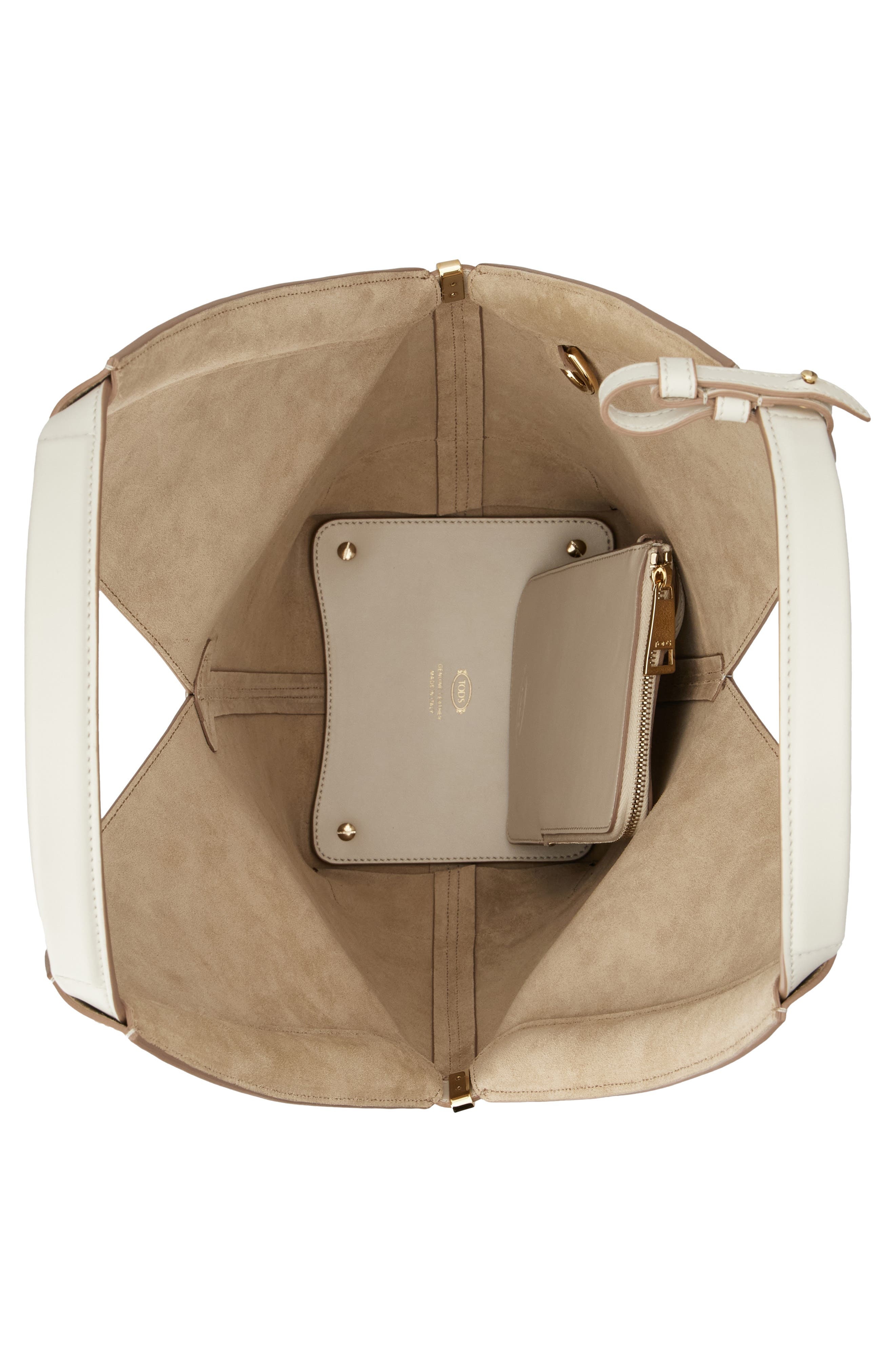 Tod's Small Sacca Leather Bucket Bag in Bianco Calce at Nordstrom - 3