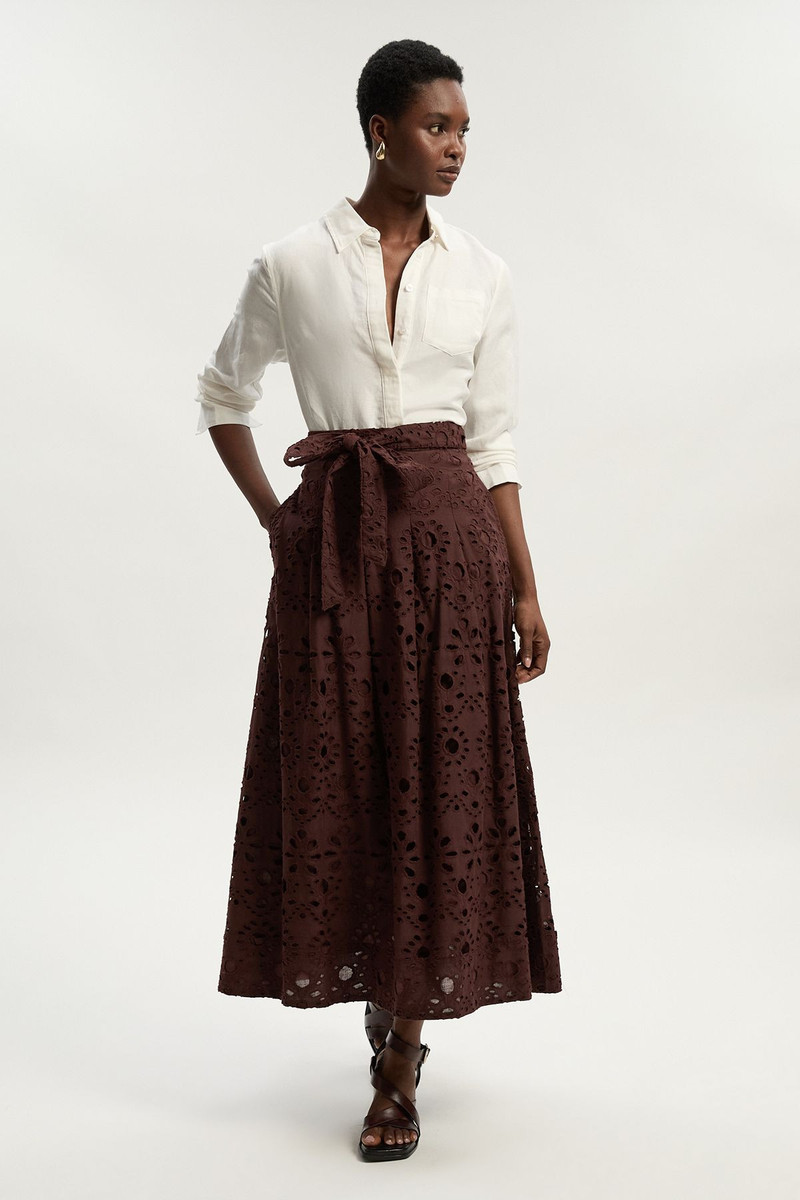 Cotton Broderie Woven Maxi Skirt 1