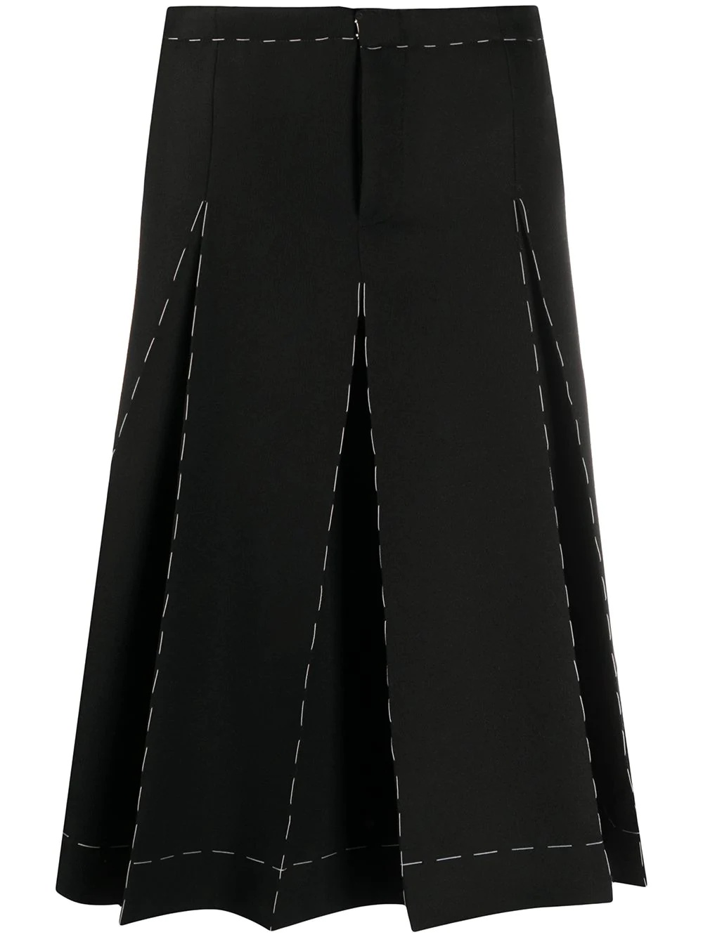 contrast-stitch pleated-panel culottes - 1