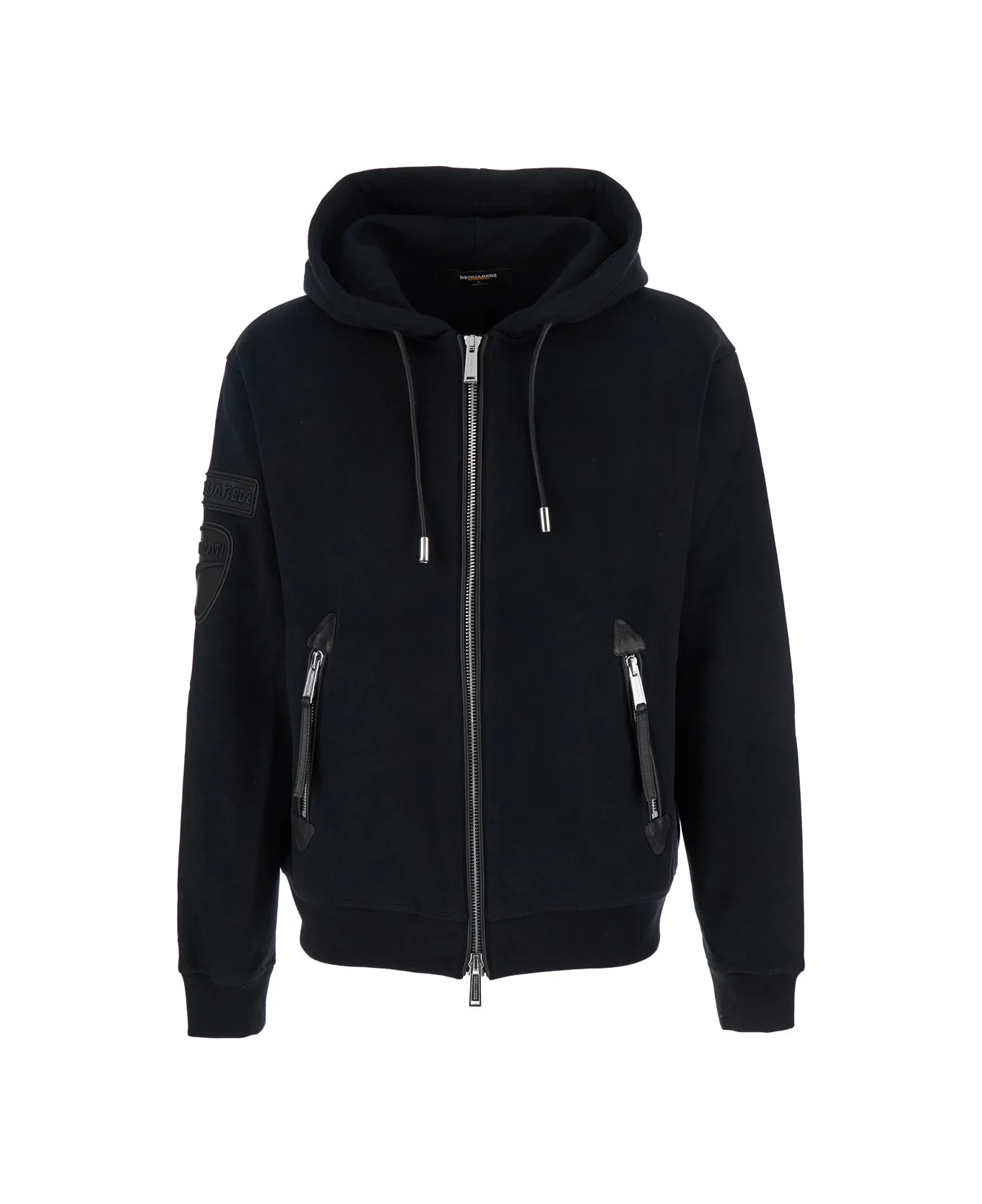 'ducati X D2' Black Sweatshirt With Drawstring Hood And Maxi Logo Lettering On The Rear In Cotton Ma - 1