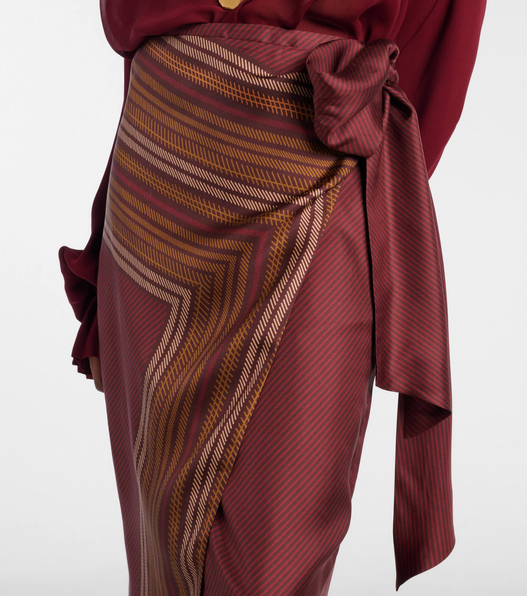 Edro striped silk wrap skirt - 4