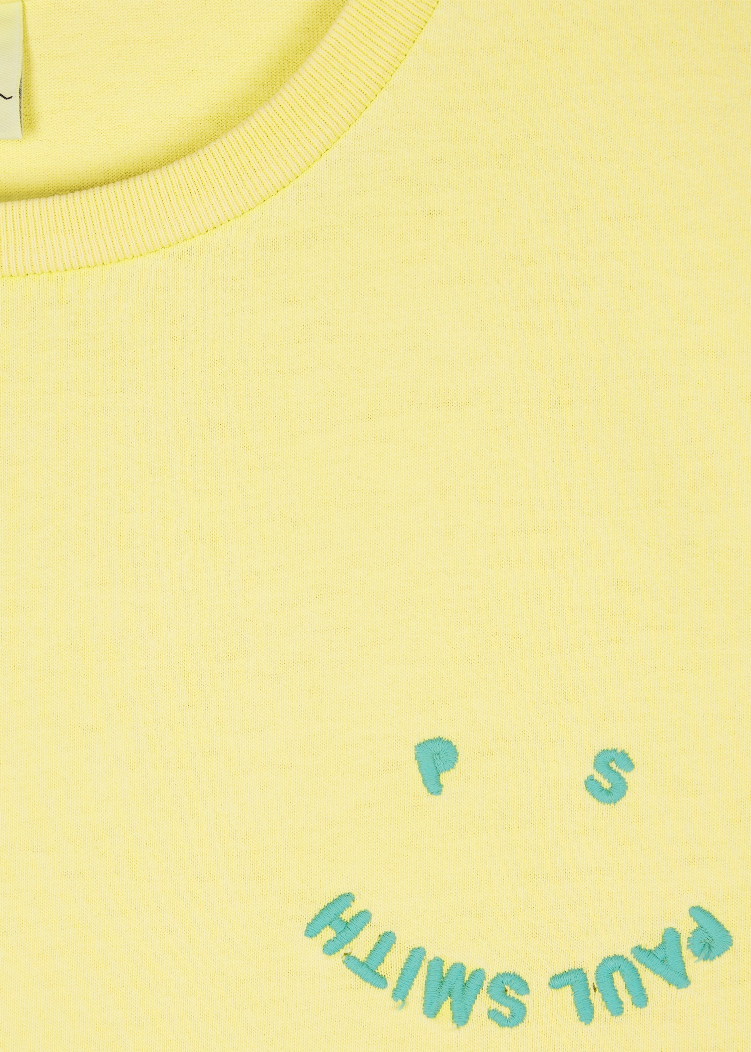 Women's Faded Citrine Embroidered 'Happy' Logo T-Shirt - 2