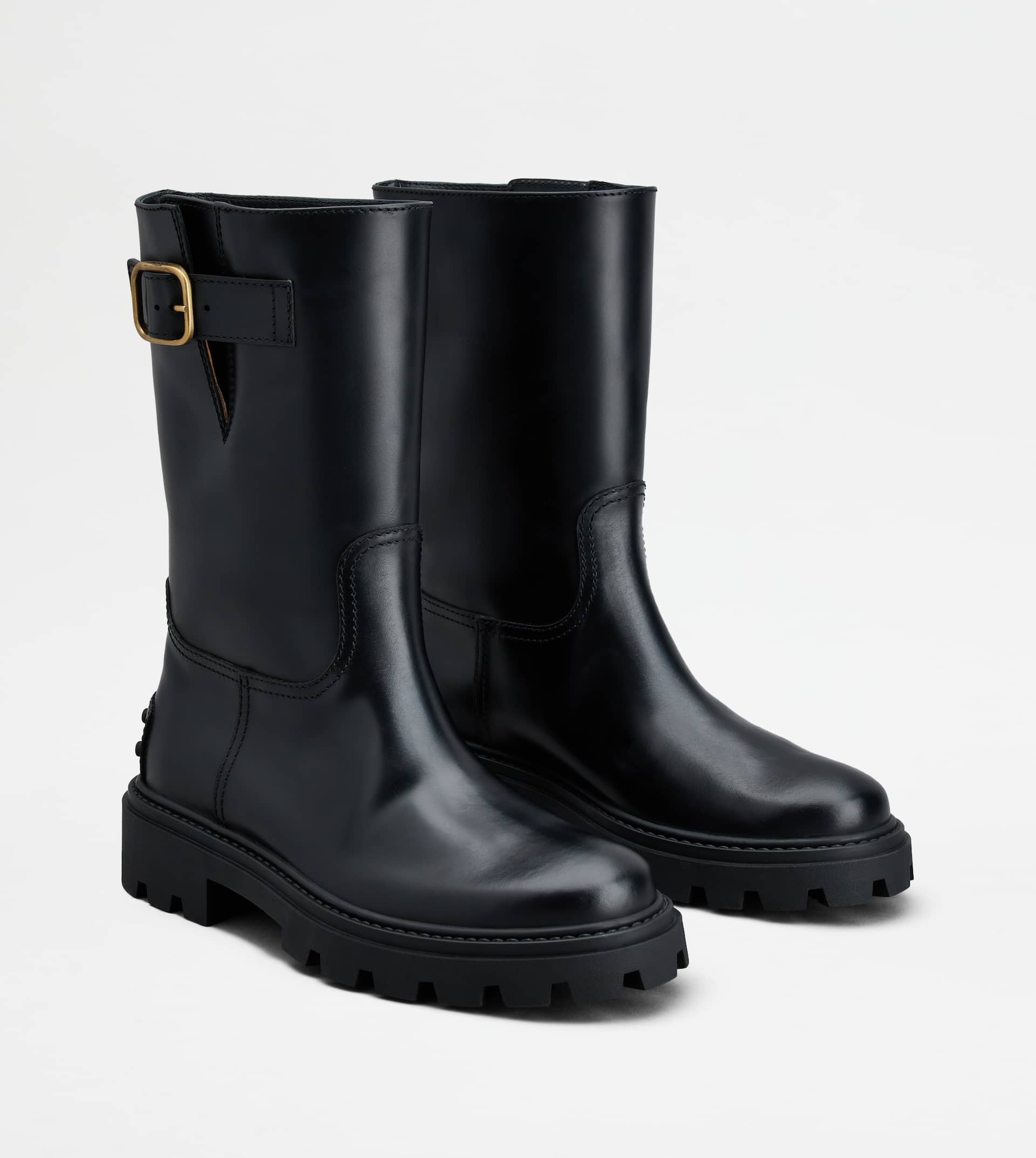BIKER BOOTS IN LEATHER - BLACK - 4