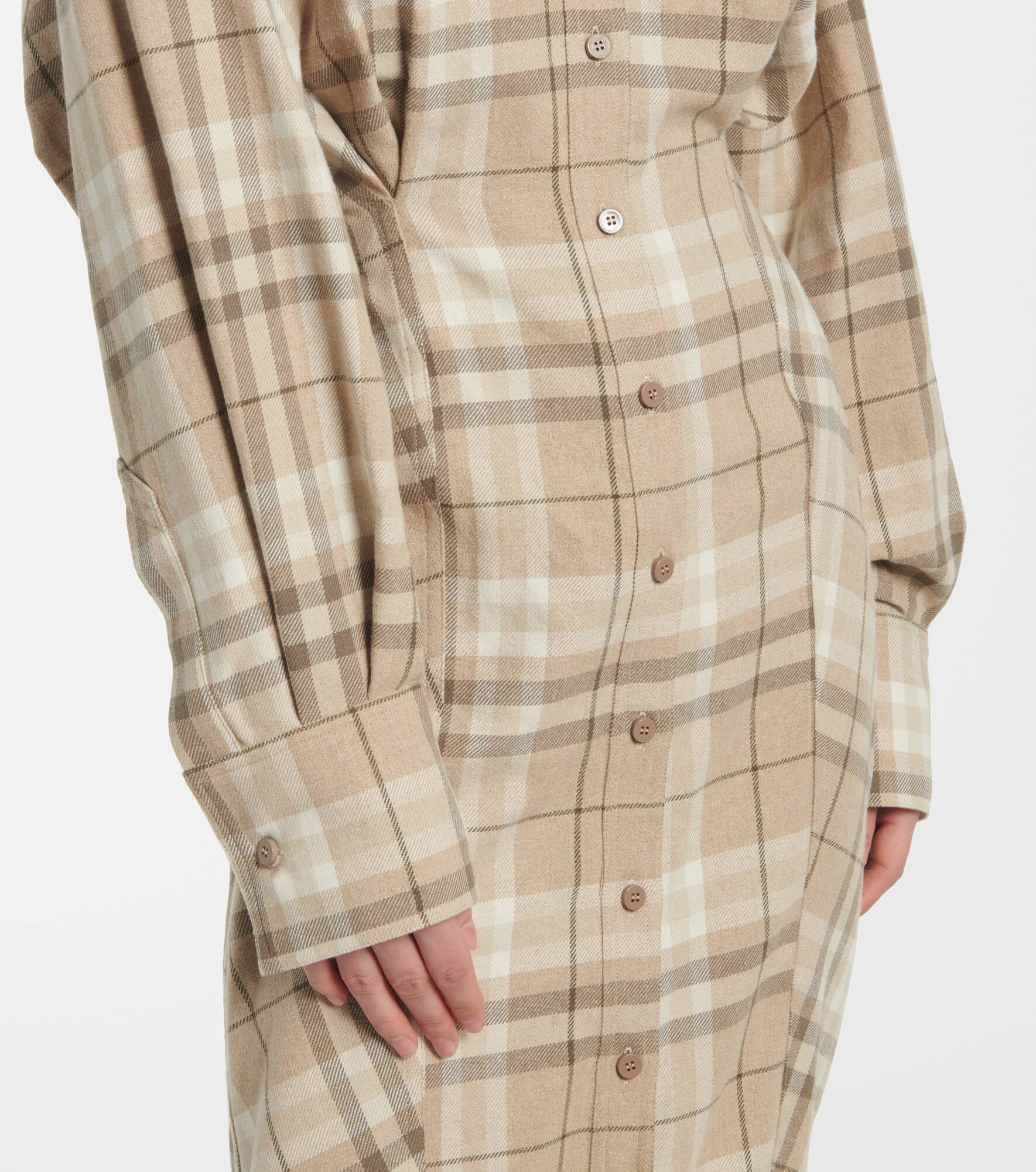 Checked cotton-blend shirt dress - 5