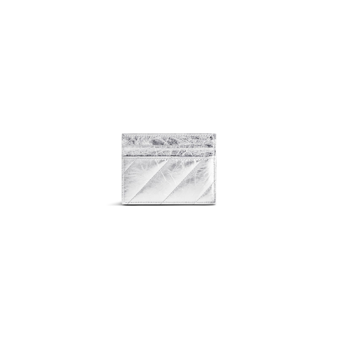 Women's Crush Card Holder Metallized Quilted  in Silver - 2