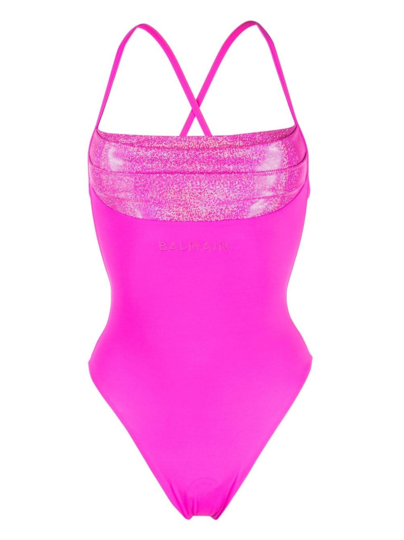 metallic-effect square-neck bodysuit 1