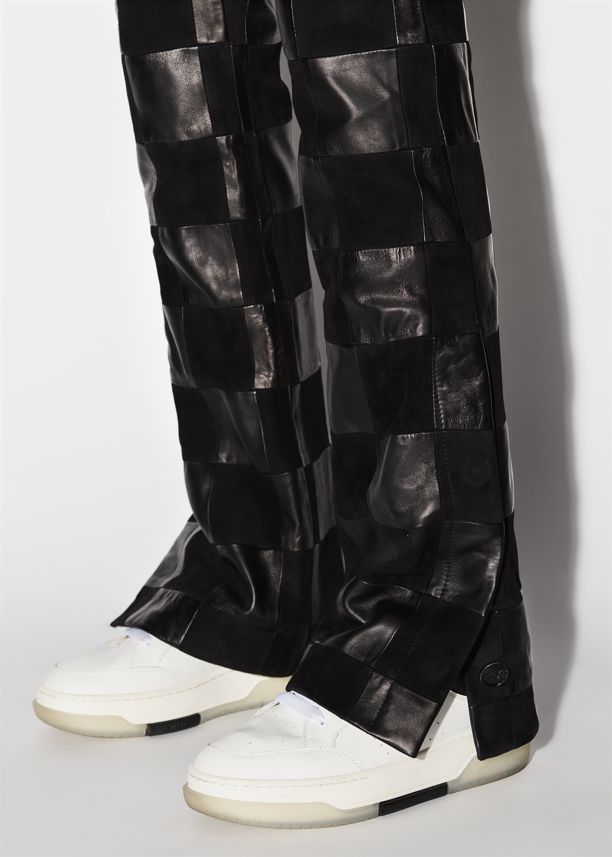 MIXED CHECK PATCH FLARE PANTS - 7